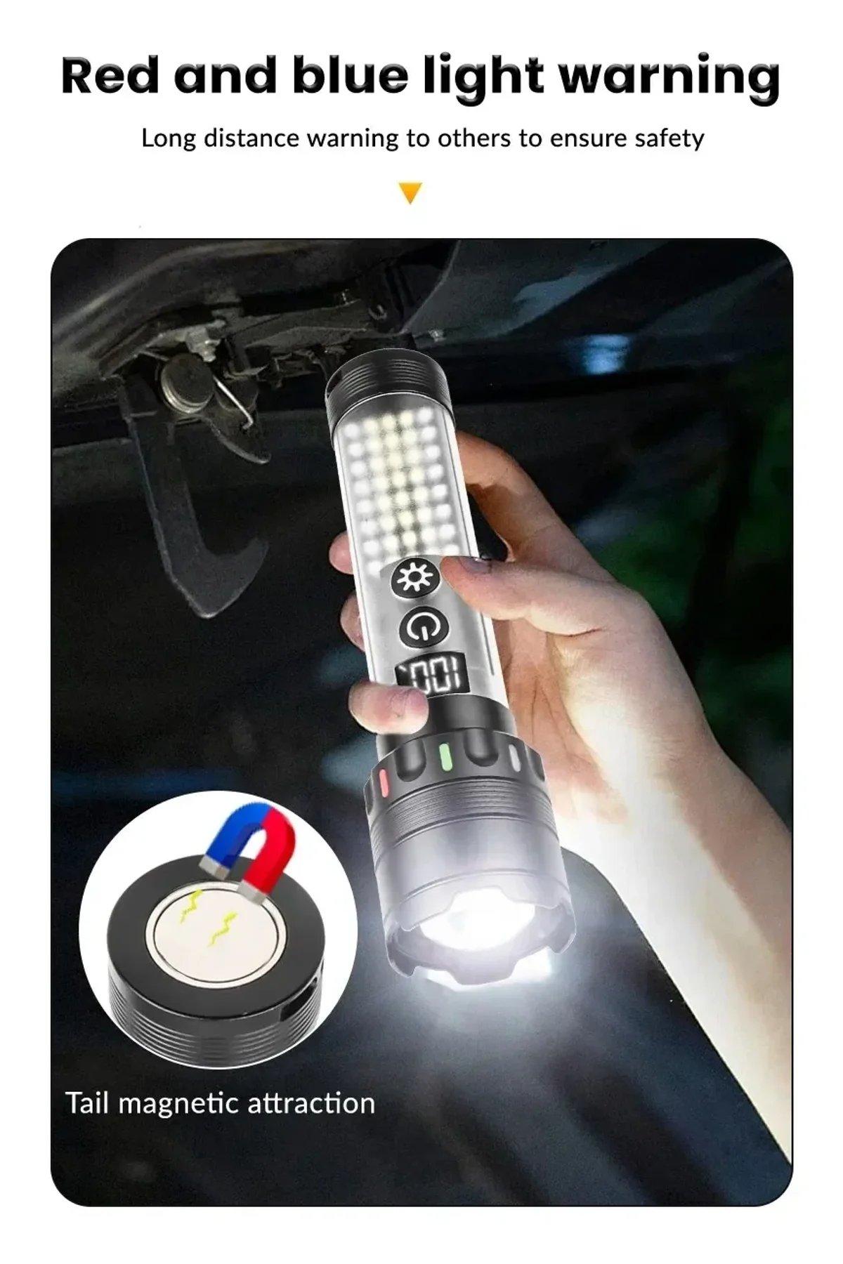 Güçlü Taktik Led El Feneri Paweınuo Sdt53 – 3800lm, 35w, Yan Cob Aydınlatma Ve Type-c Şarj Özelliğin - Just Cheap Store Görsel 2