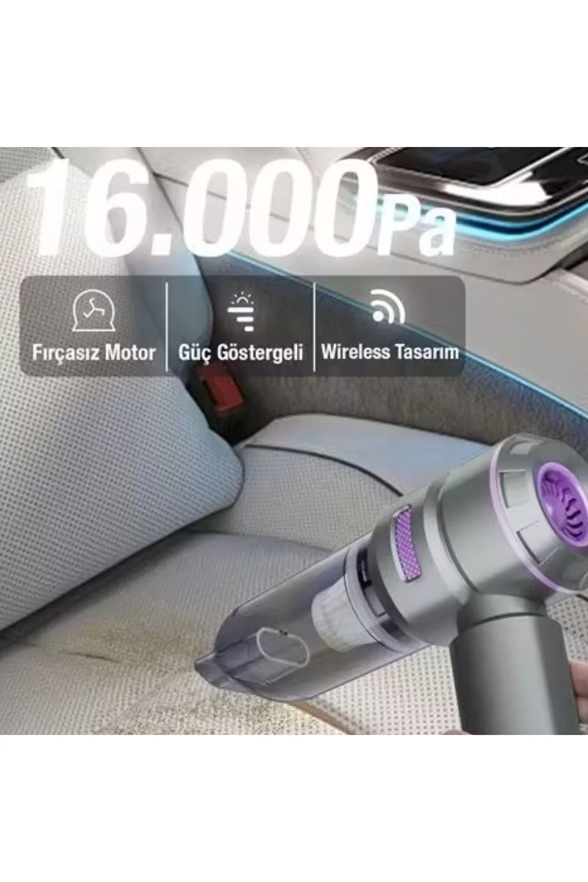 9 Farklı Uçlu Kablosuz Şarjlı Araç İçi Süpürge – Wireless Destekli, Güçlü Emiş, Taşınabilir Pratik A - Just Cheap Store Görsel 5