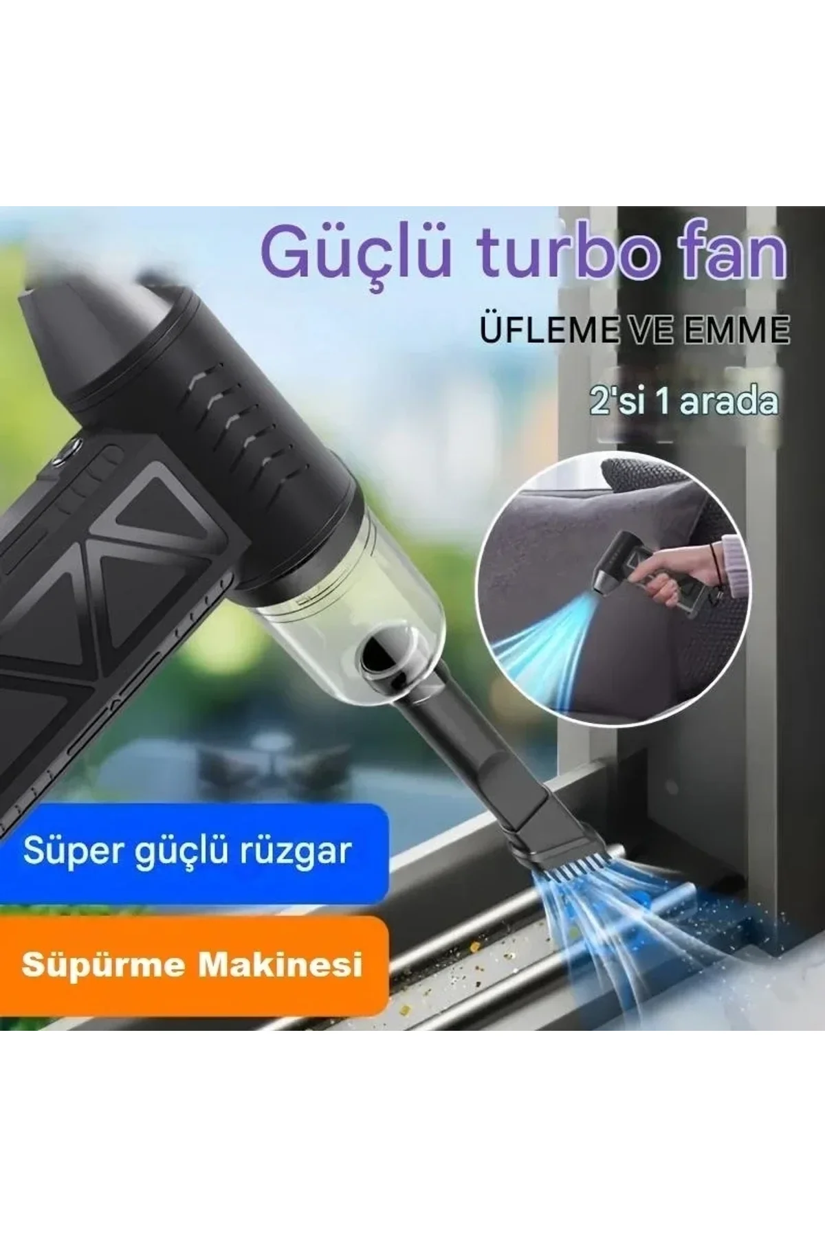Mini Şarjlı Hava Üfleyici ve Vakumlu El Süpürgesi (4741) - Just Cheap Store Görsel 4