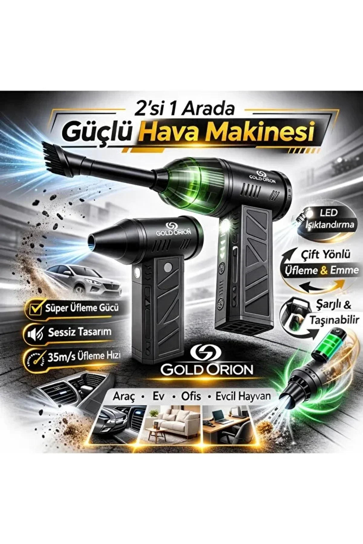Mini Şarjlı Hava Üfleyici ve Vakumlu El Süpürgesi (4741) - Just Cheap Store Görsel 5