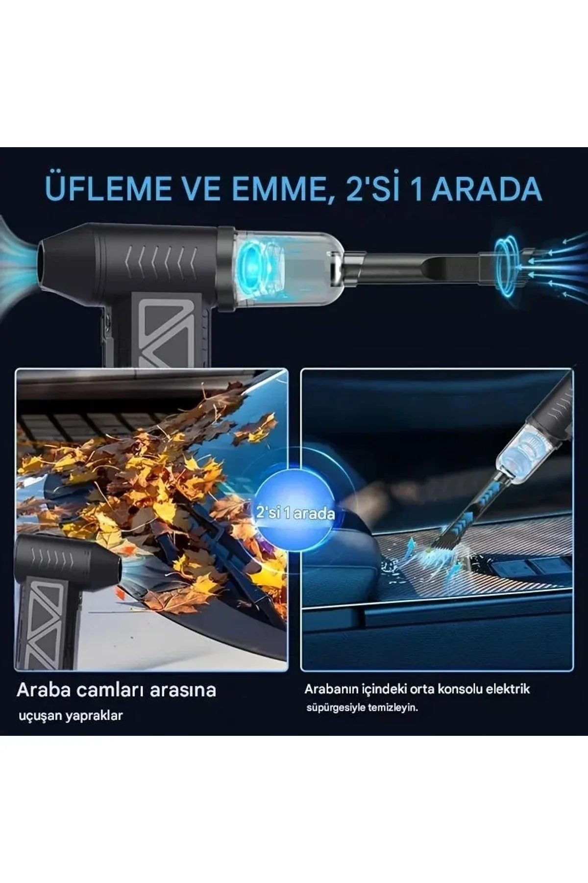 Mini Şarjlı Hava Üfleyici ve Vakumlu El Süpürgesi (4741) - Just Cheap Store Görsel 3