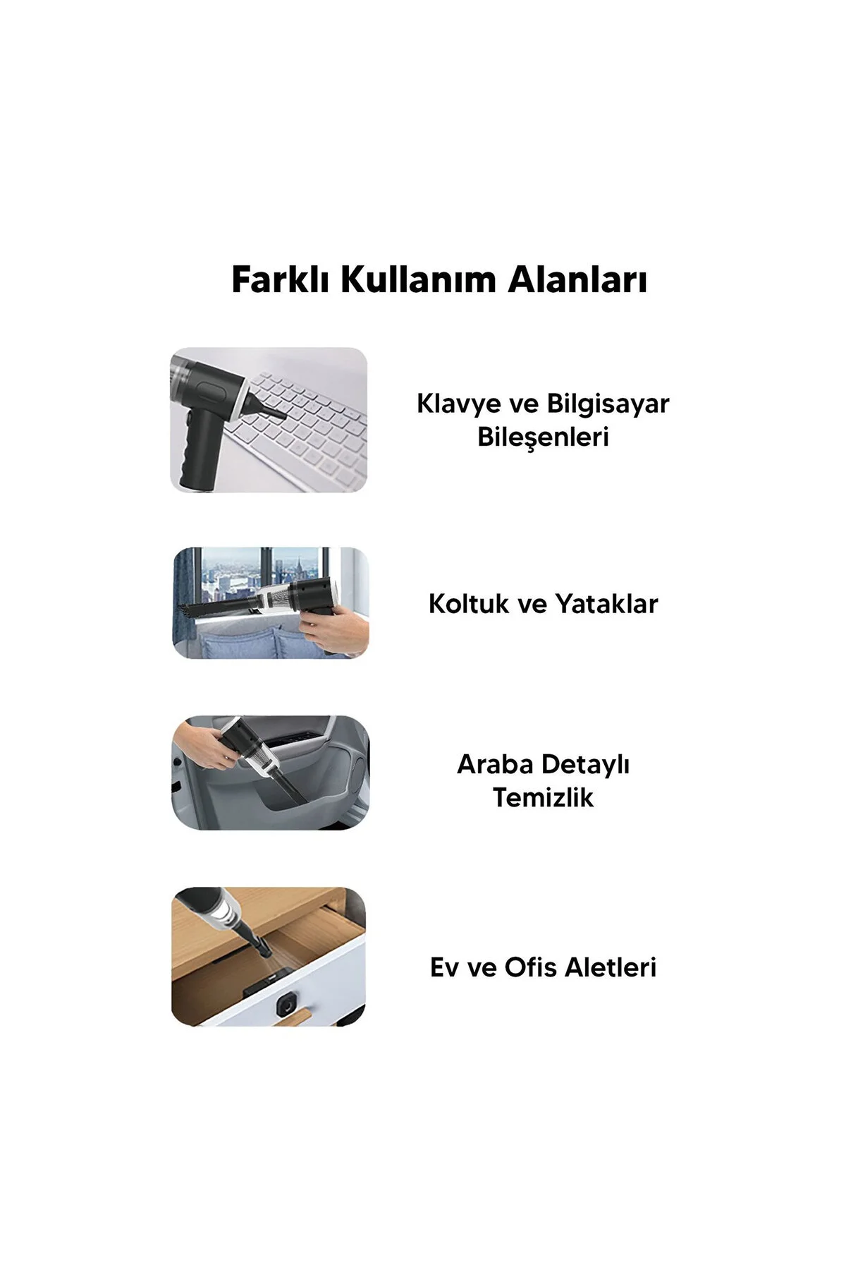 3İN1 ÇEKME - ÜFLEME OTO-ARAÇ - EV EL TİPİ SÜPÜRGE USB ŞARJLI MİNİ - TAŞINABİLİRİ HS-22 (4741) - Just Cheap Store Görsel 2
