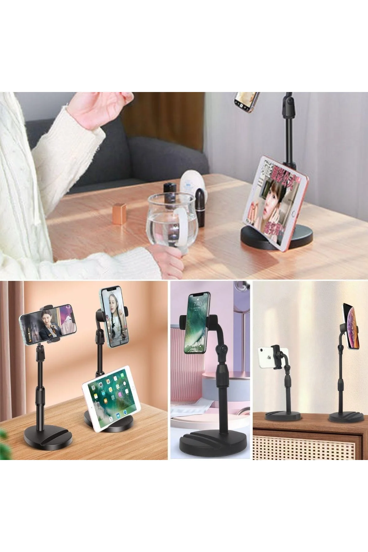 Masa Üstü Tablet ve Telefon Tutucu Plastik Aparat Siyah Telefon Standı - Just Cheap Store Görsel 2
