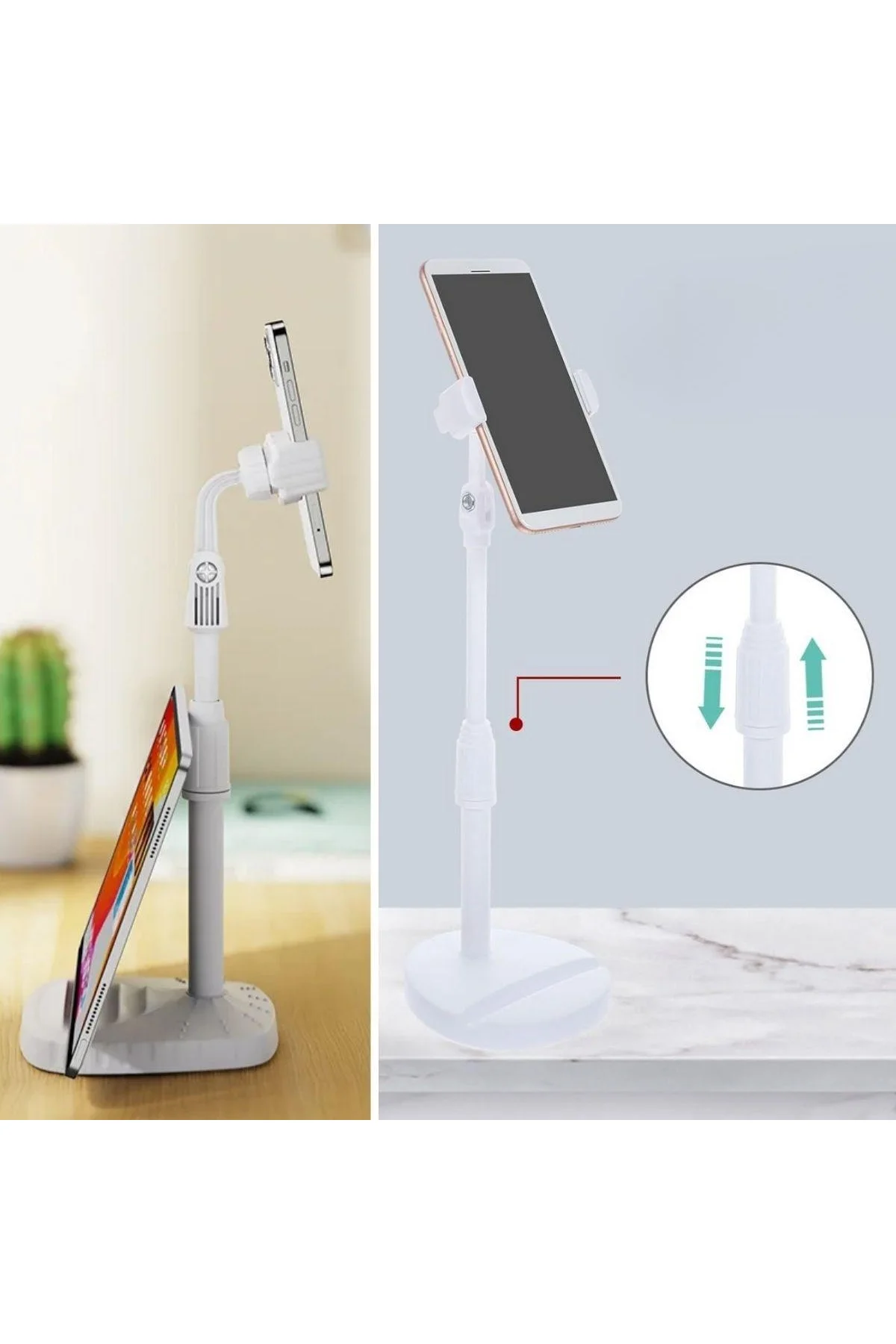 Masa Üstü Tablet ve Telefon Tutucu Plastik Aparat Beyaz Telefon Standı - Just Cheap Store Görsel 5