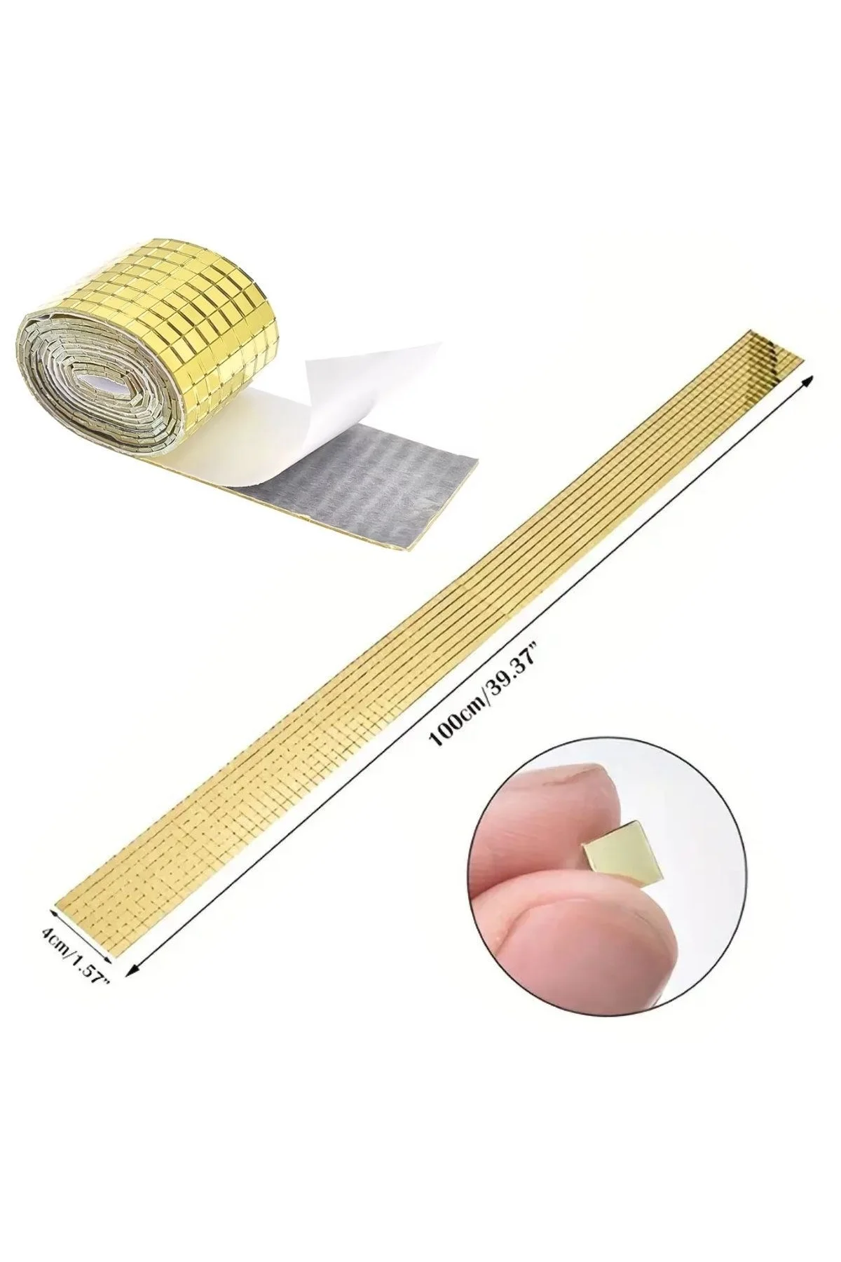 1 Metre Uzunluğunda Gold Renk Aynalı Mozaik Taşlı Dekor Bandı 4 cm x 1 mt - Just Cheap Store Görsel 5