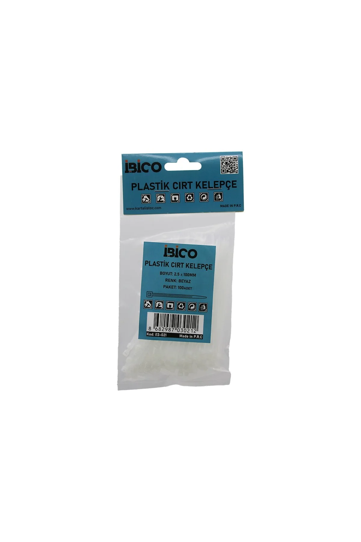 100PCS BEYAZ 2.5X100MM PLASTİK CIRT KELEPÇE (4741)