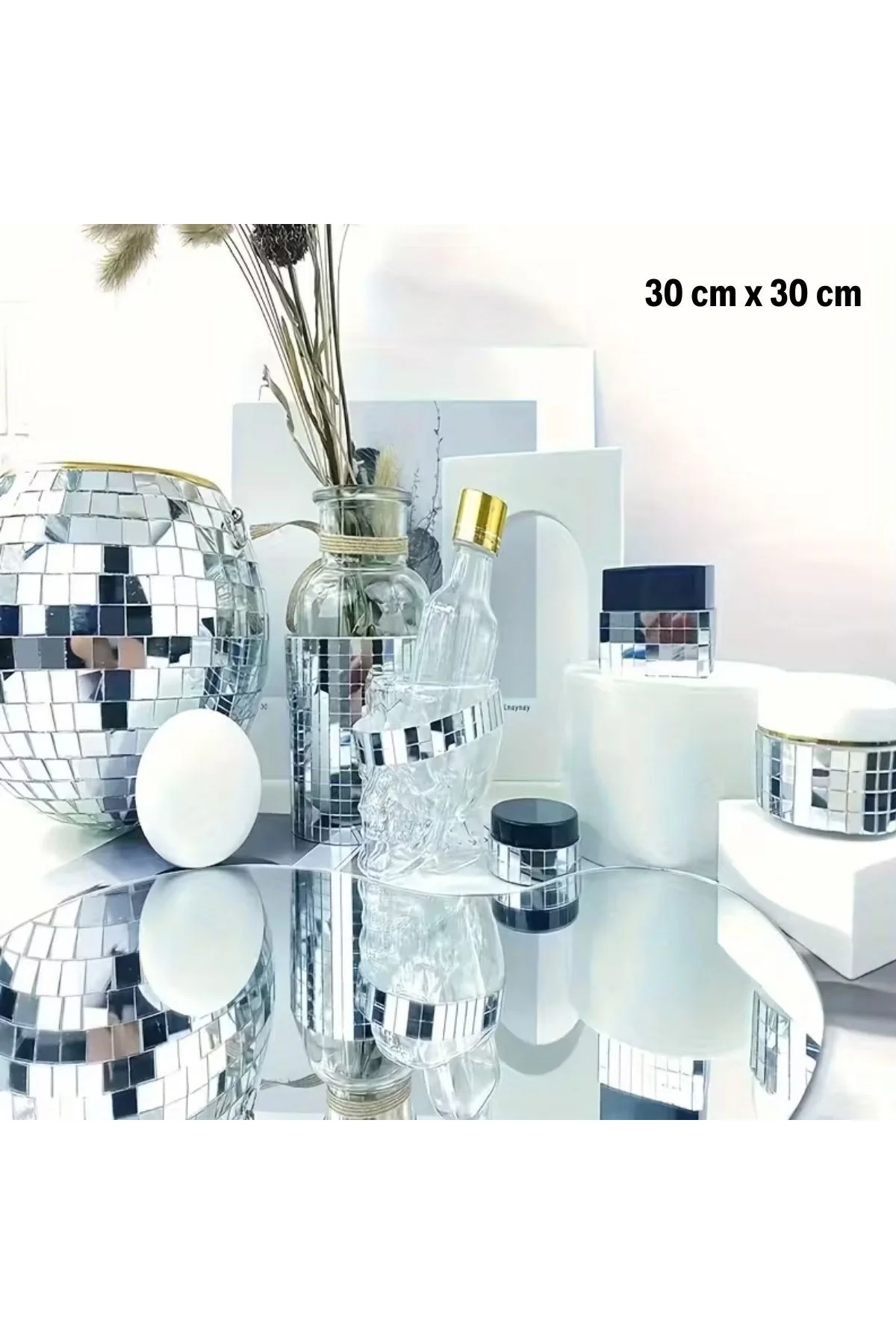 Kare Silver Cam Mozaik Fayans Çıkartmaları El İşi Kare Cam Fayans Kendinden Yapışkanlı Aynalı Dekor - Just Cheap Store Görsel 3