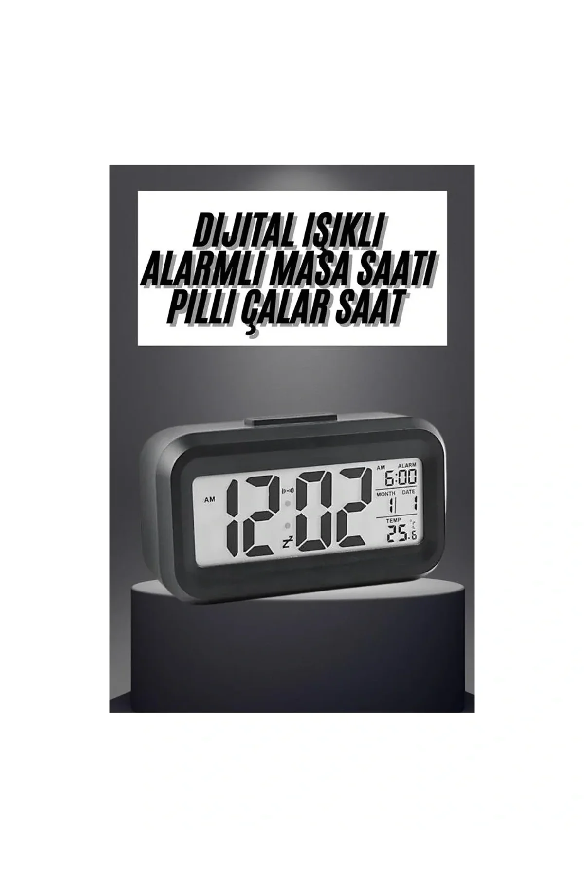 Masaüstü Saat Takvim Termometre Beyaz Siyah (4741) - Just Cheap Store Görsel 3