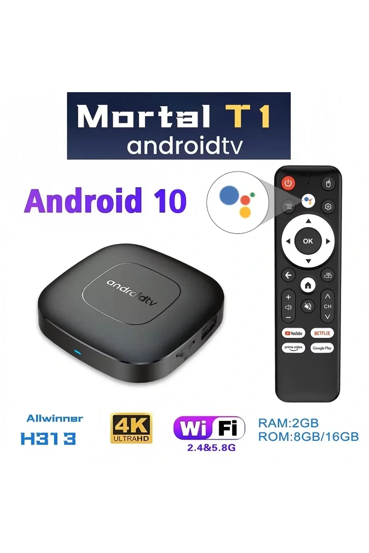 Mortal T1.Android Tv Box 2gb Ram -16 gb Hafıza Android 12 Tvbox (4741)