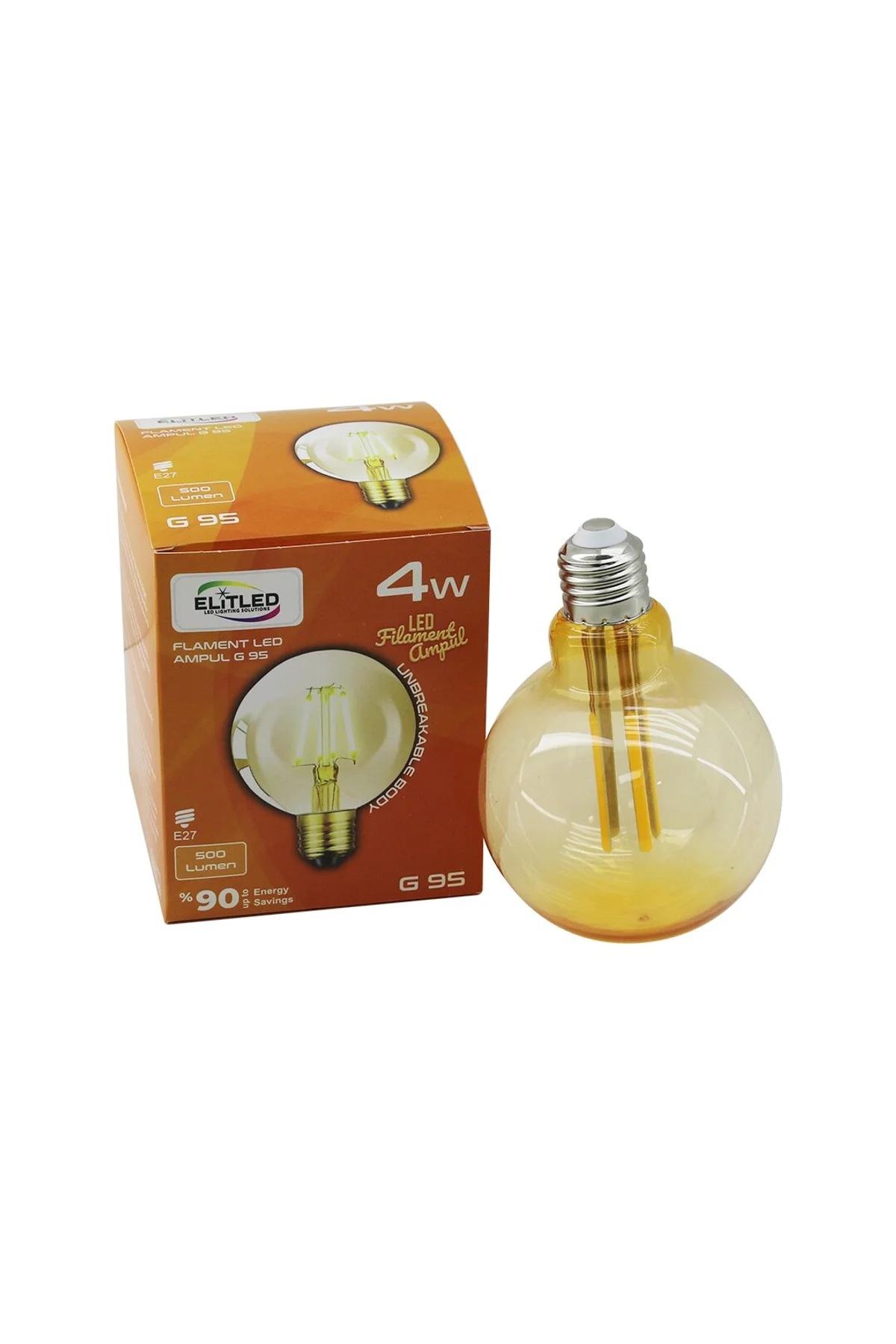 4W - E27 GOLD COLOR FLAMENT RUSTİK AMPUL 400LUMEN - 2200K KIRILMAZ GÖVDE (4741)