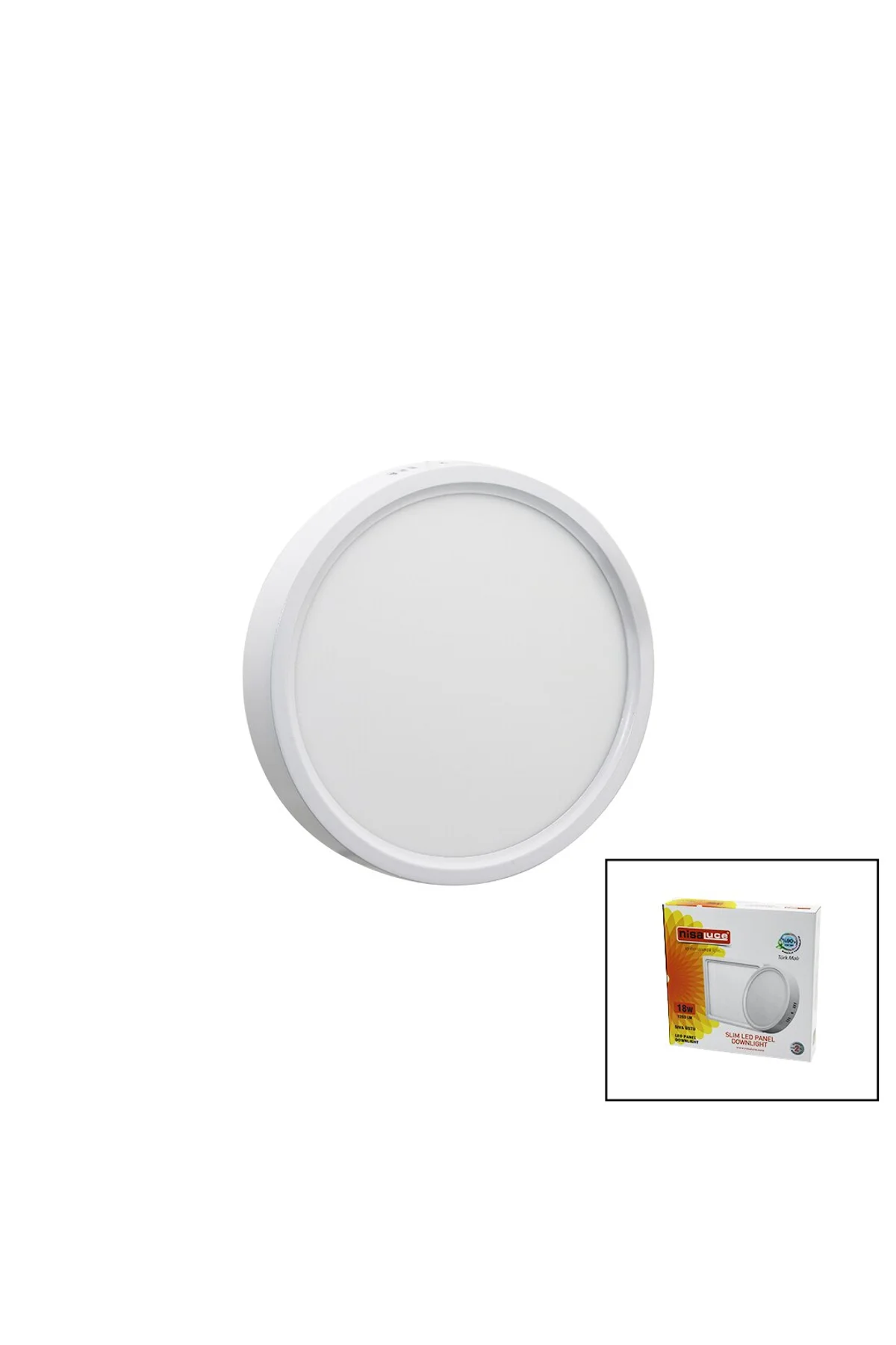NİSALUCE EPL-18SÜ 18W BEYAZ METAL KASA SIVA ÜSTÜ YUVARLAK LED SLİM PANEL 1260LM BEYAZ=6500K 30.000 S