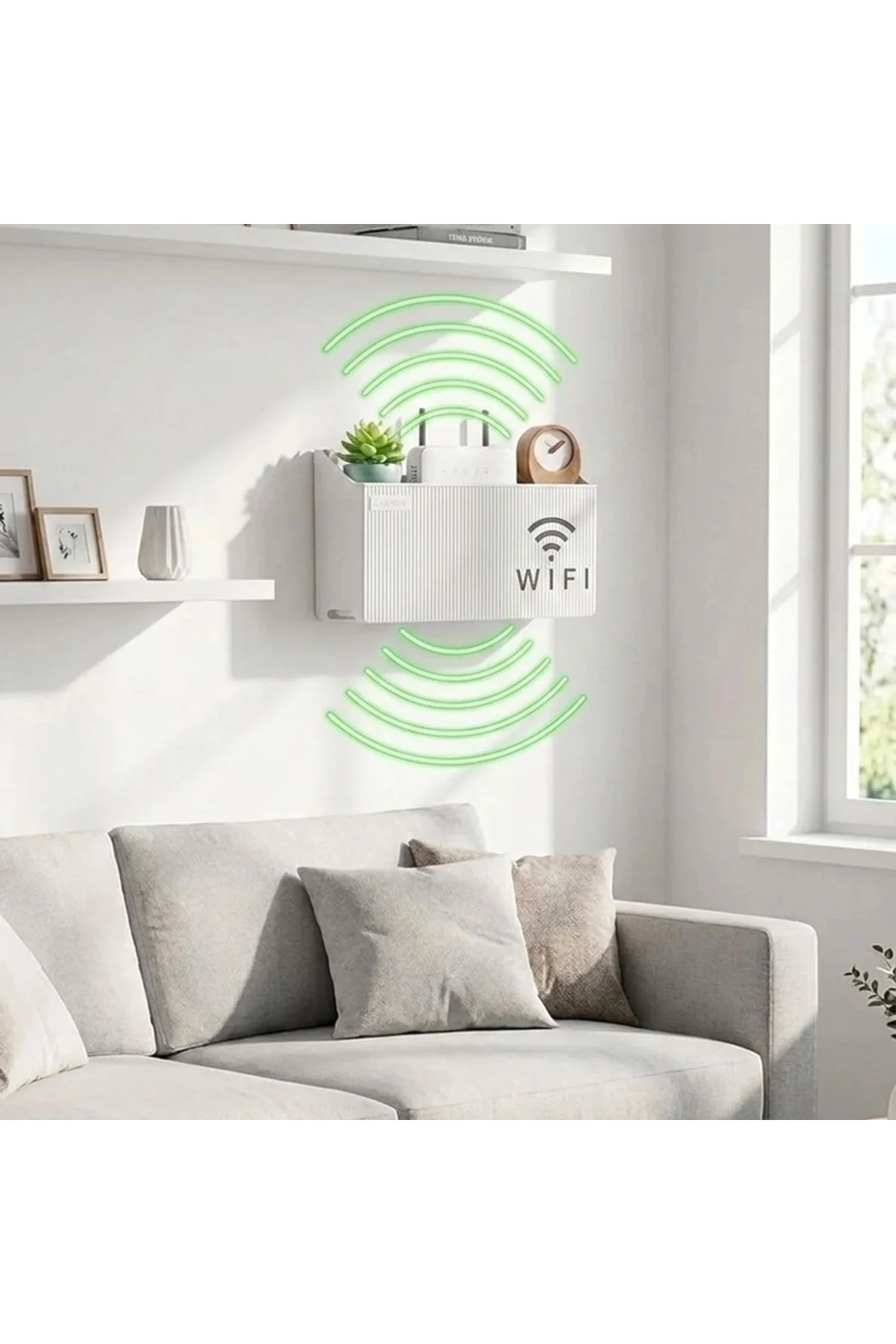 Duvar Tipi Wi-Fi Modem Saklama Kutusu(Beyaz) – Kablo Düzenleyici Router Raf Organizer (4741) - Just Cheap Store Görsel 2