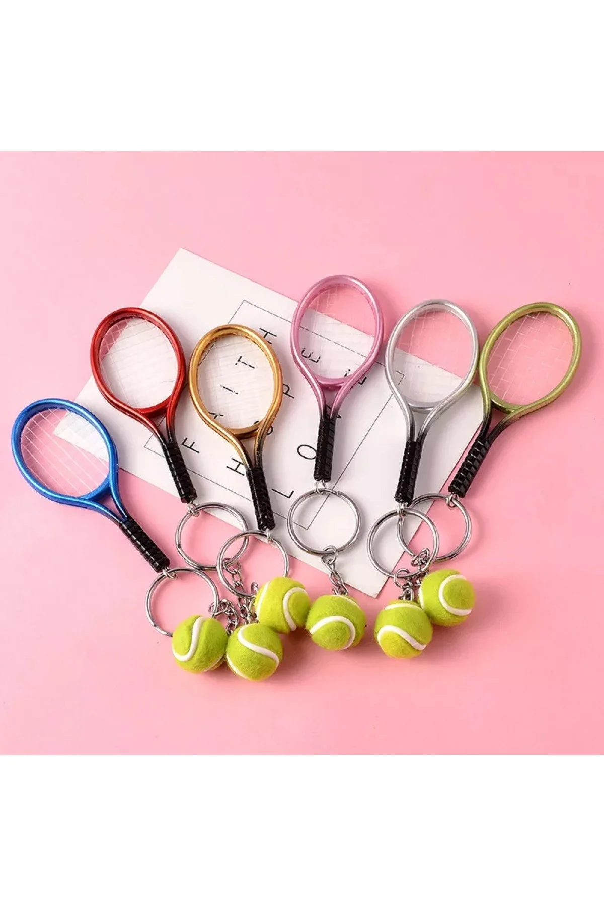 Gerçekçi Tenis Raketi Tasarımlı Şık Anahtarlık Kolye Çanta Süsü Tennis Keychain (4741) - Just Cheap Store Görsel 3
