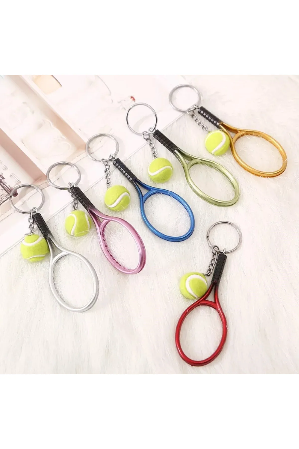 Gerçekçi Tenis Raketi Tasarımlı Şık Anahtarlık Kolye Çanta Süsü Tennis Keychain (4741) - Just Cheap Store Görsel 2