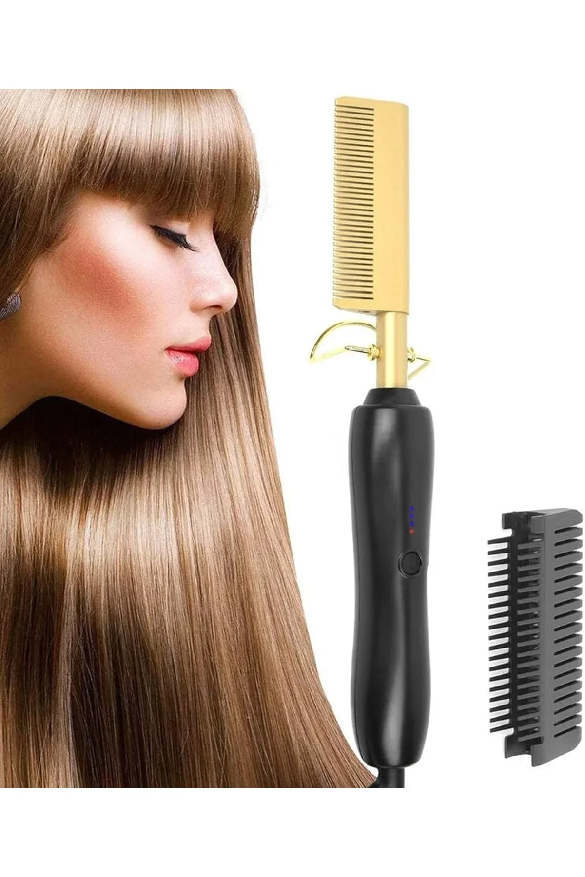2 in 1 Elektrikli Isıtma Tarak Saç Düzleştirici Bigudi Islak Kuru Saç Fırçası Saç Şekillendirici Ego - Just Cheap Store Görsel 4