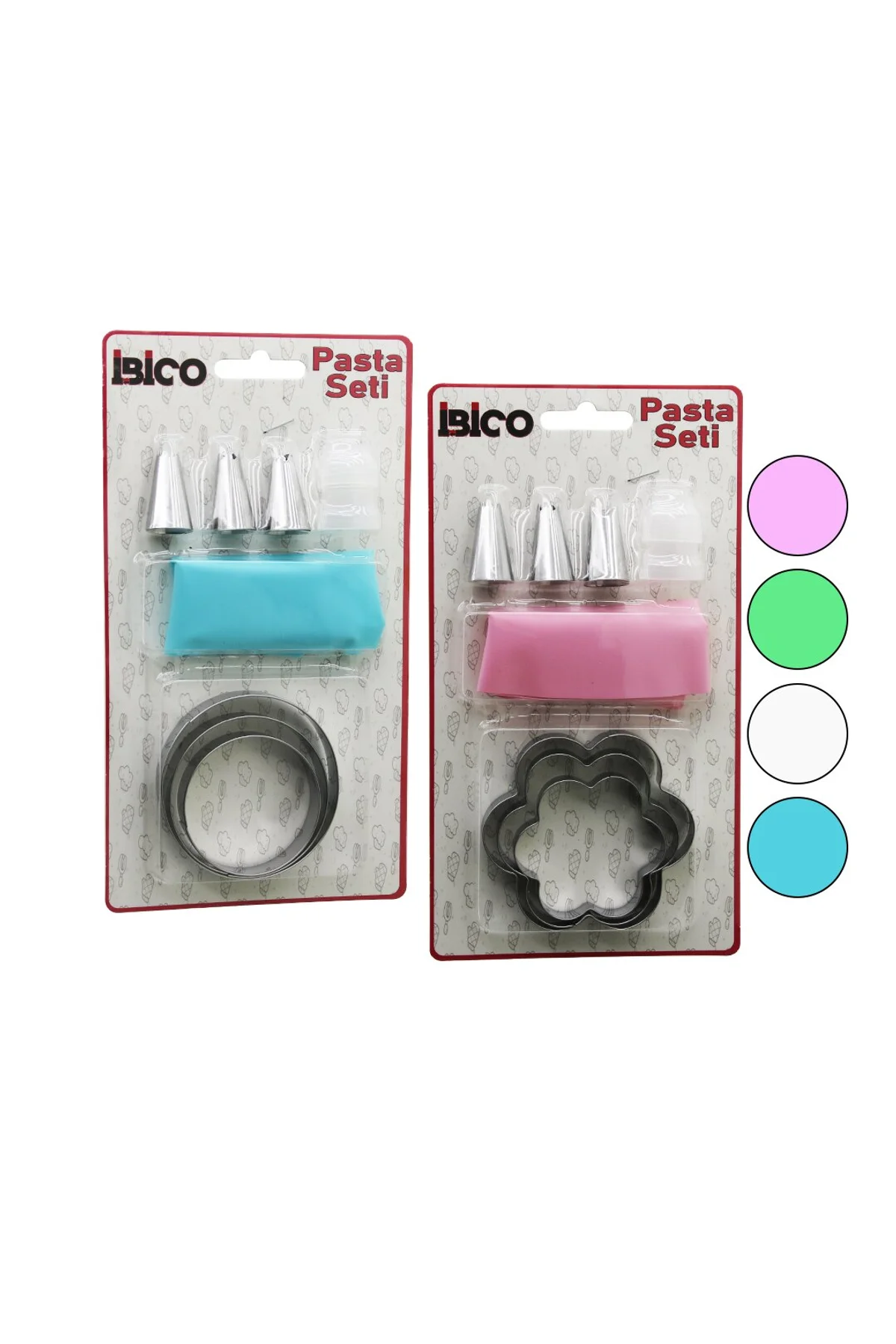 8PCS PASTA SÜSLEME SETİ - 3-KURABİYE KALIP=YUVARLAK - ÇİÇEK 1-KREMA TORBASI - 3-METAL+1-PLS.UÇ (4741