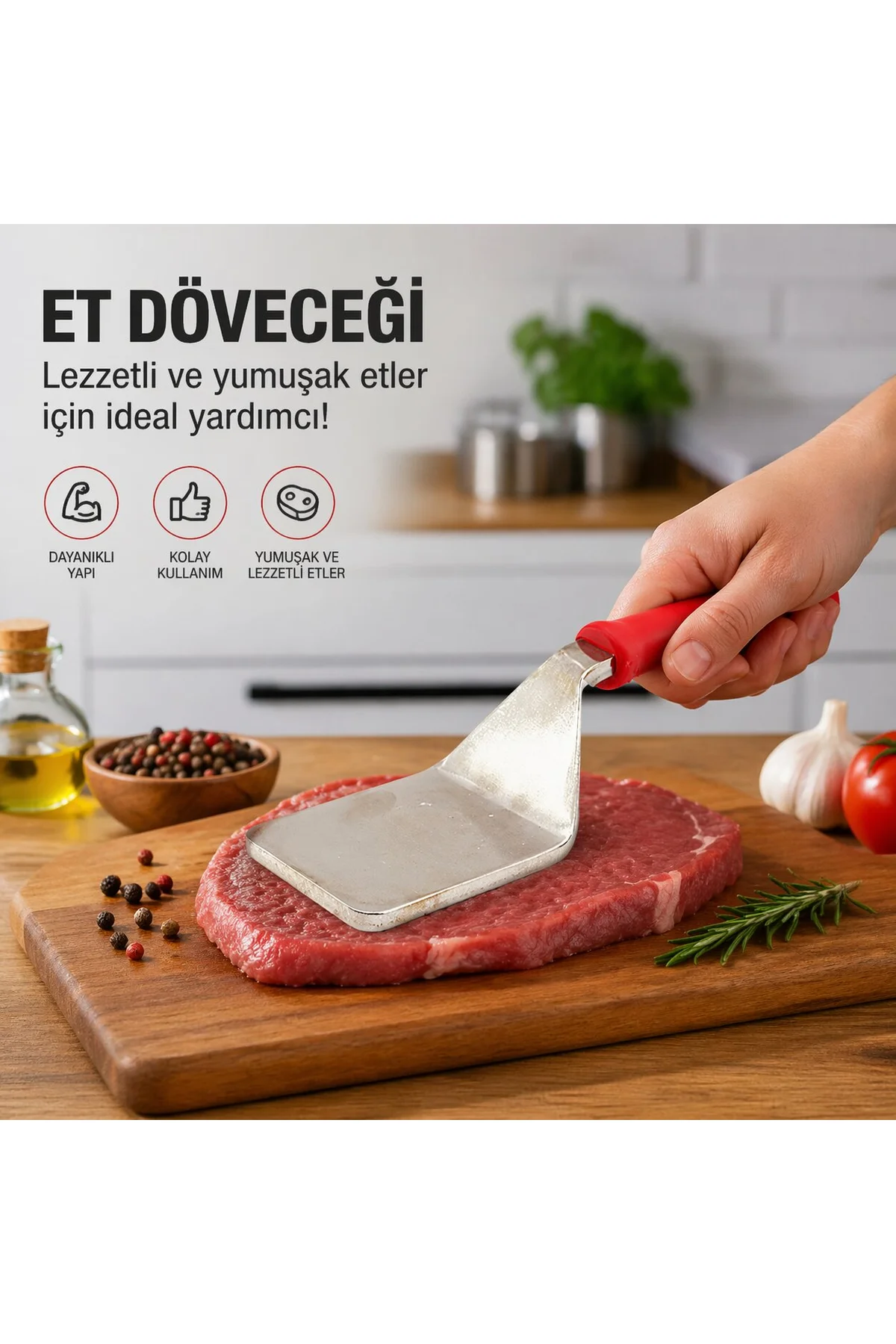 PLASTİK SAPLI - METAL ET DÖVECEK (4741) - Just Cheap Store Görsel 2