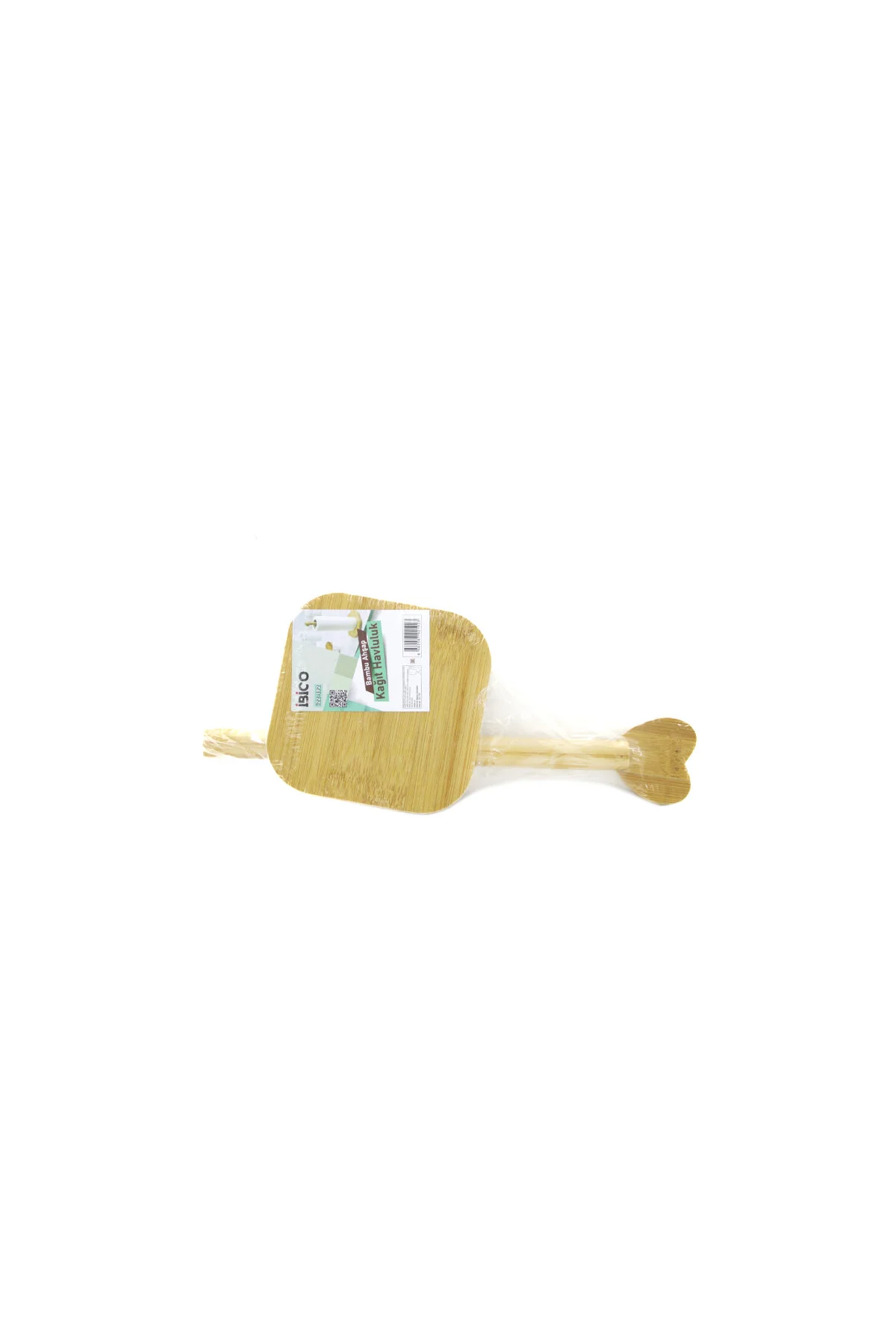 KARE ALTLIK=12X12CM AHŞAP BAMBU KAĞIT HAVLULUK KALP BAŞLI SAP=28.5CM (4741) - Just Cheap Store Görsel 3