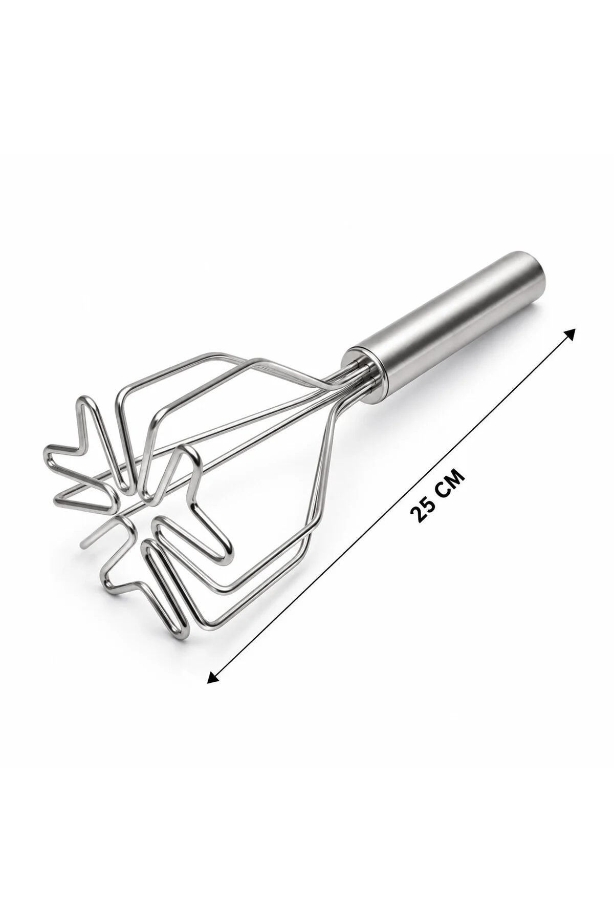 KALP ŞEKİL ÇAP: 9CM KROM SAPLI=12CM METAL PATATES EZİCİ TOPLAM UZUNLUK: 26CM (4741)