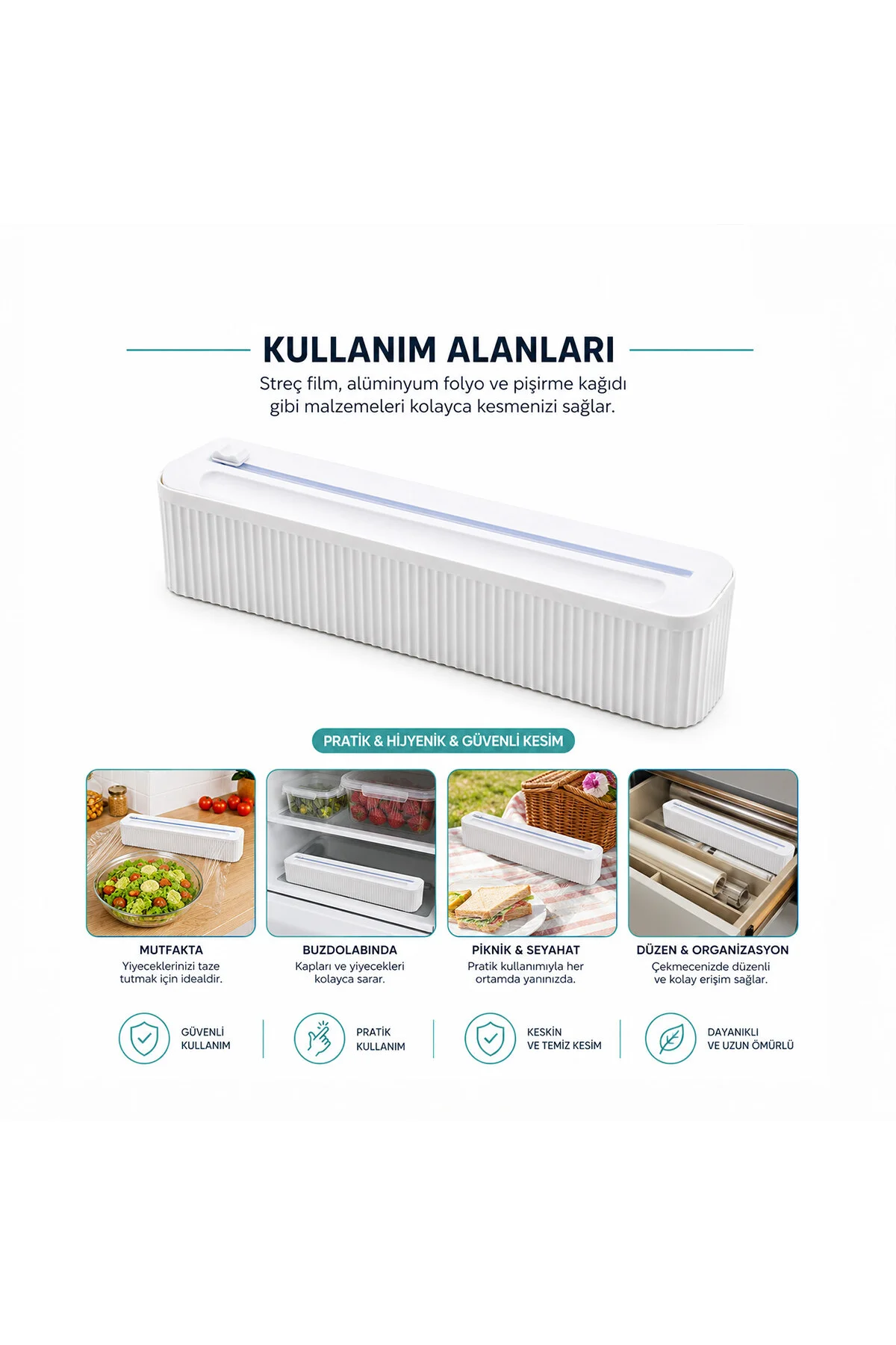 PLASTİK FOLYO - STREÇLİK FİLM KESİCİ 35CM PRATİK KESME APARATLI MANYETİK SABİTLEME (4741)