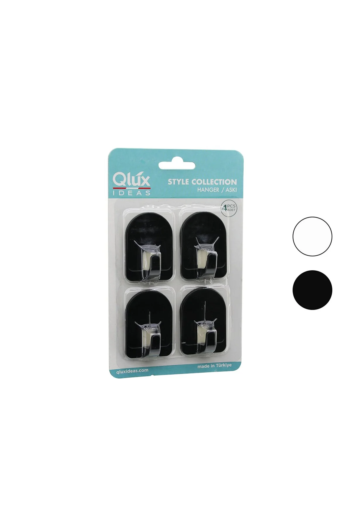 QLUX L-00950 4PCS DOME ASKI NO-2 KUBBELİ - SİYAH - BEYAZ - PLASTİK ASKI YAPIŞKANLI MONTAJ (4741)