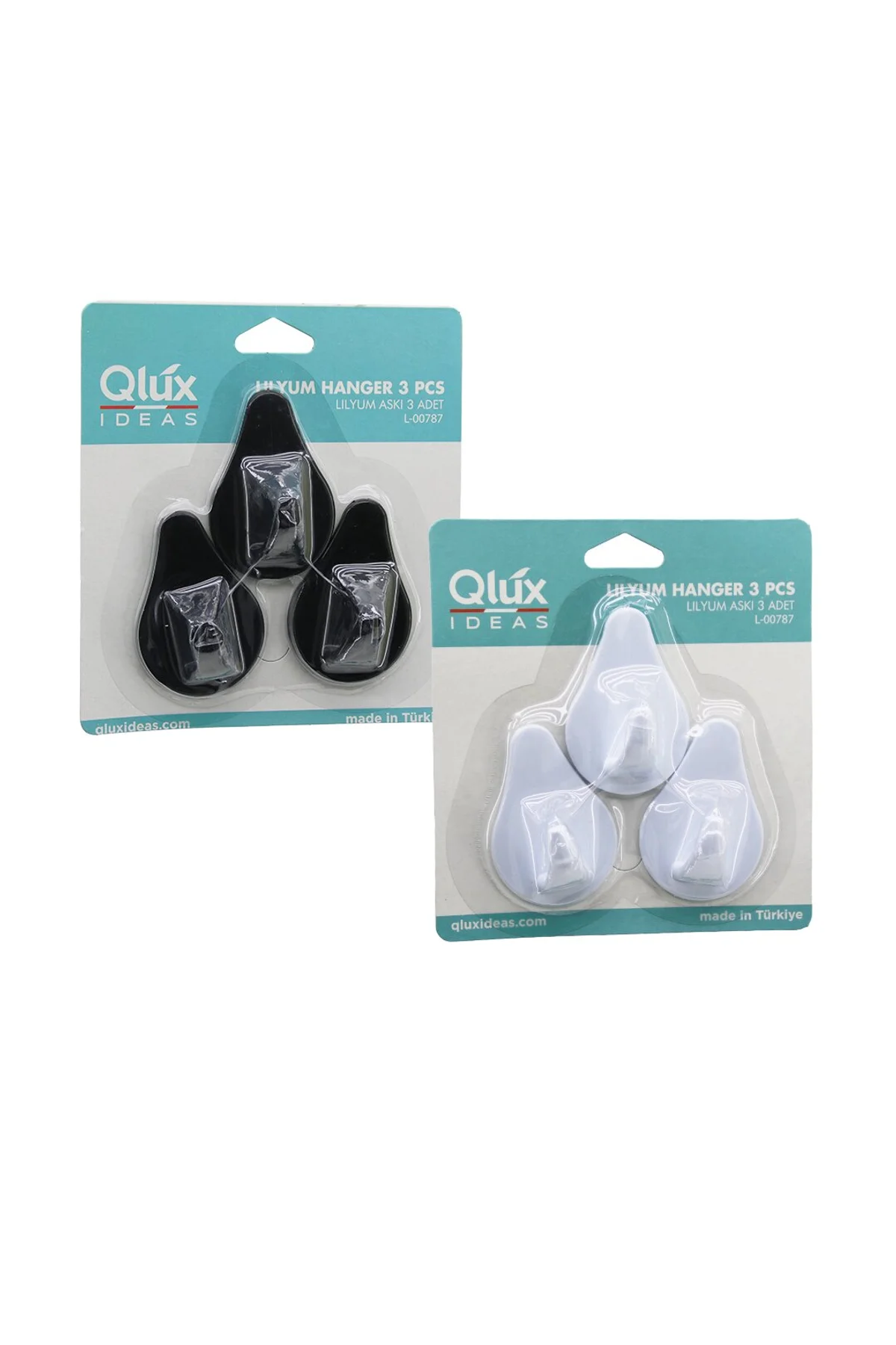 3PCS LILYUM ASKI SİYAH - BEYAZ PLASTİK YAPIŞKANLI MONTAJ (4741)