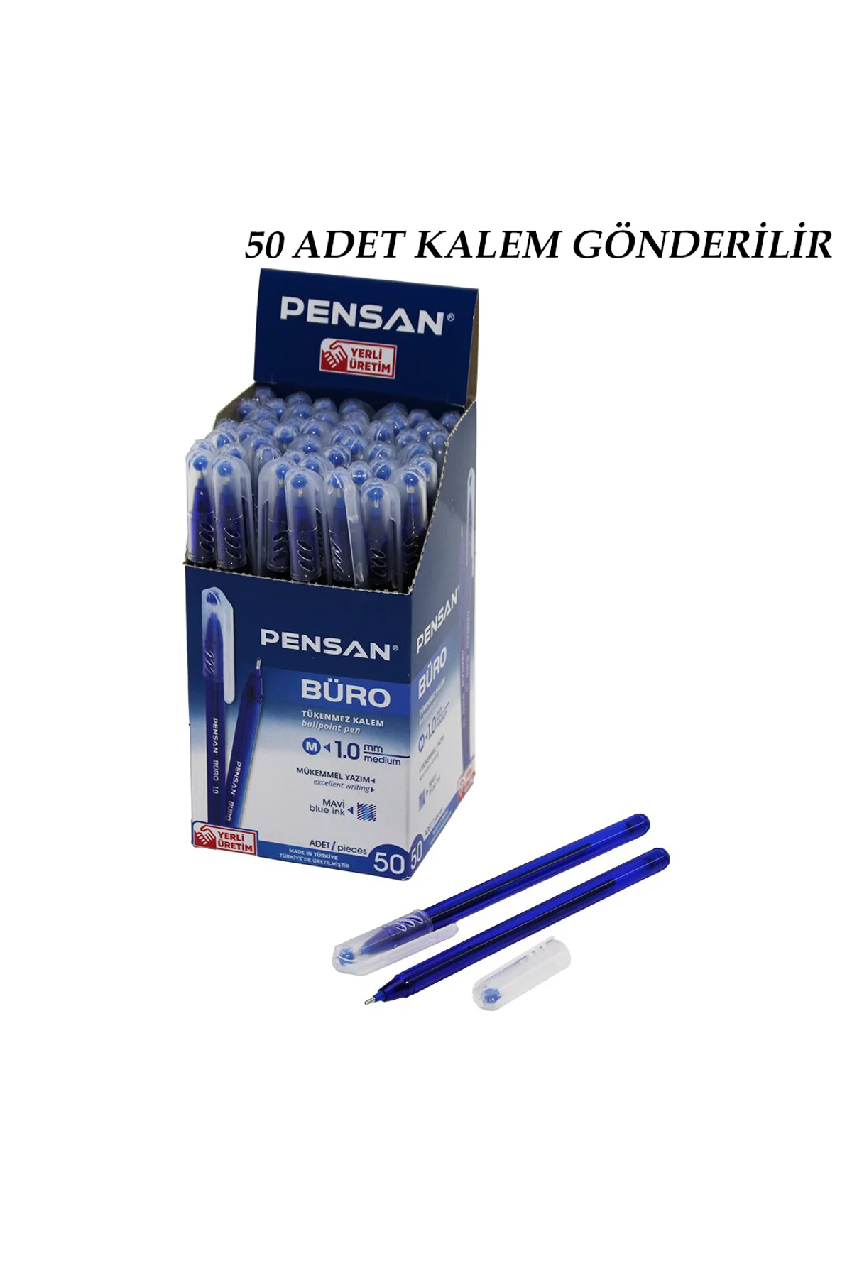 50 ADET PENSAN BÜRO MAVİ TÜKENMEZ KALEM M-MEDİUM - 1.0MM UÇ (4741) - Just Cheap Store Görsel 2