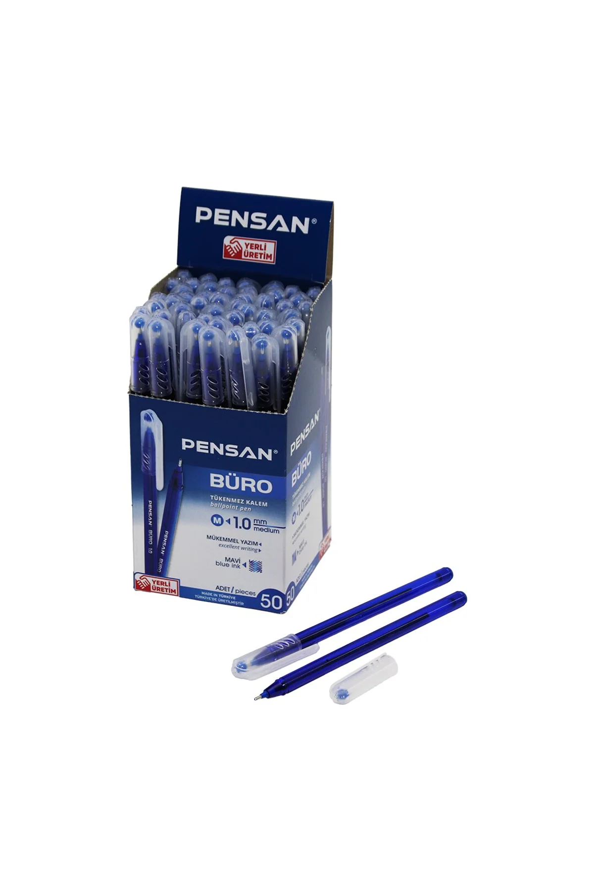 50 ADET PENSAN BÜRO MAVİ TÜKENMEZ KALEM M-MEDİUM - 1.0MM UÇ (4741)