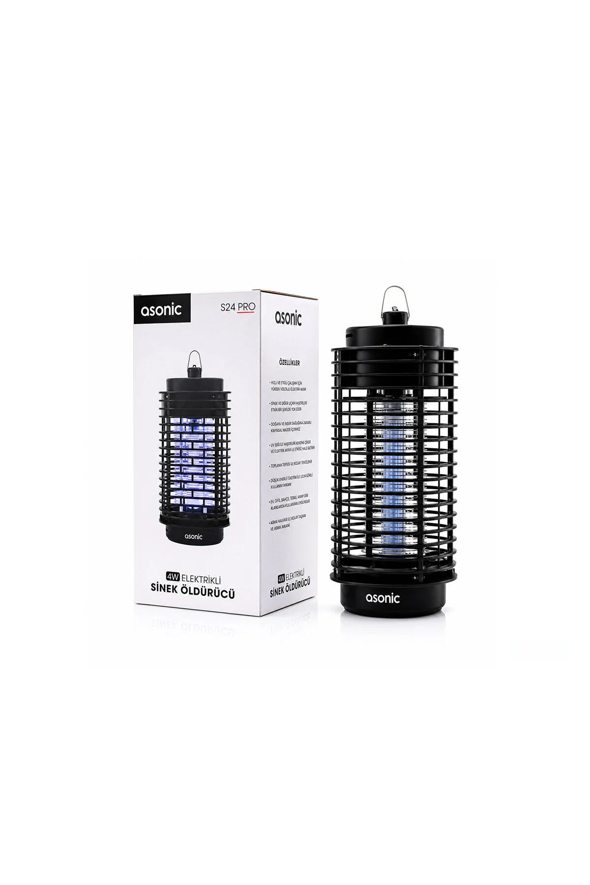 4W - SİYAH KOKUSUZ TAŞINABİLİR LED MAVİ IŞIKLI SİNEK ÖLDÜRÜCÜ S24 PRO (4741)