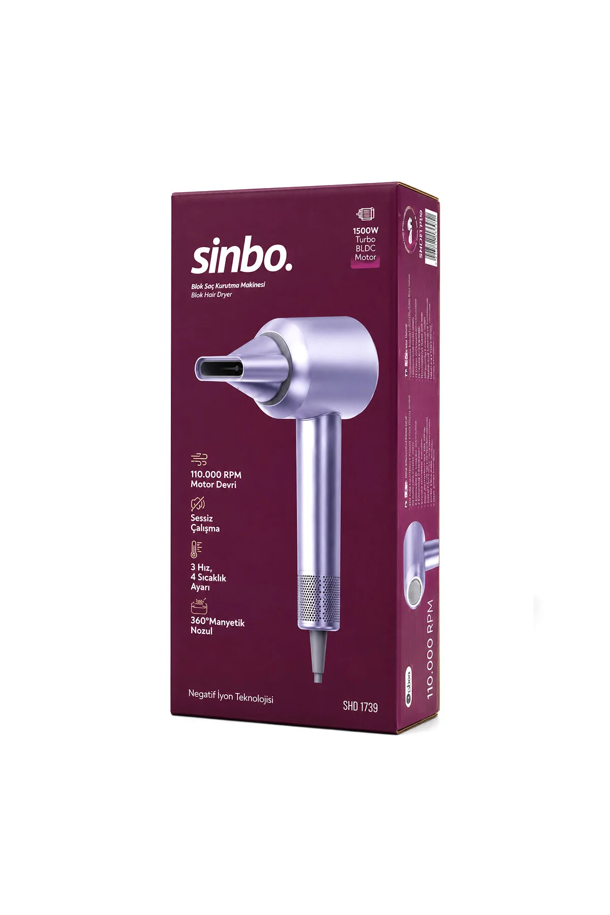 MAVİ BLDC TURBO MOTOR SAÇ KURUTMA - ŞEKİL MAKİNESİ 1500W 3-KDM.HIZ 4-KDM.ISIAYAR=SICAK-ILIK-HAFİF-SO - Just Cheap Store Görsel 2