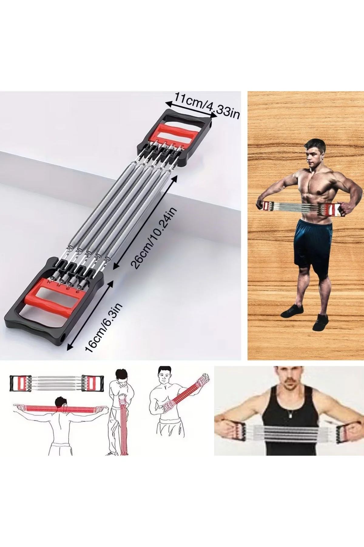 Göğüs Genişletme ve Kuvvet Egzersiz Aleti – 5 Yaylı 5 Kademeli Ayarlanabilir Fitness ve Kuvvet Antre - Just Cheap Store Görsel 5