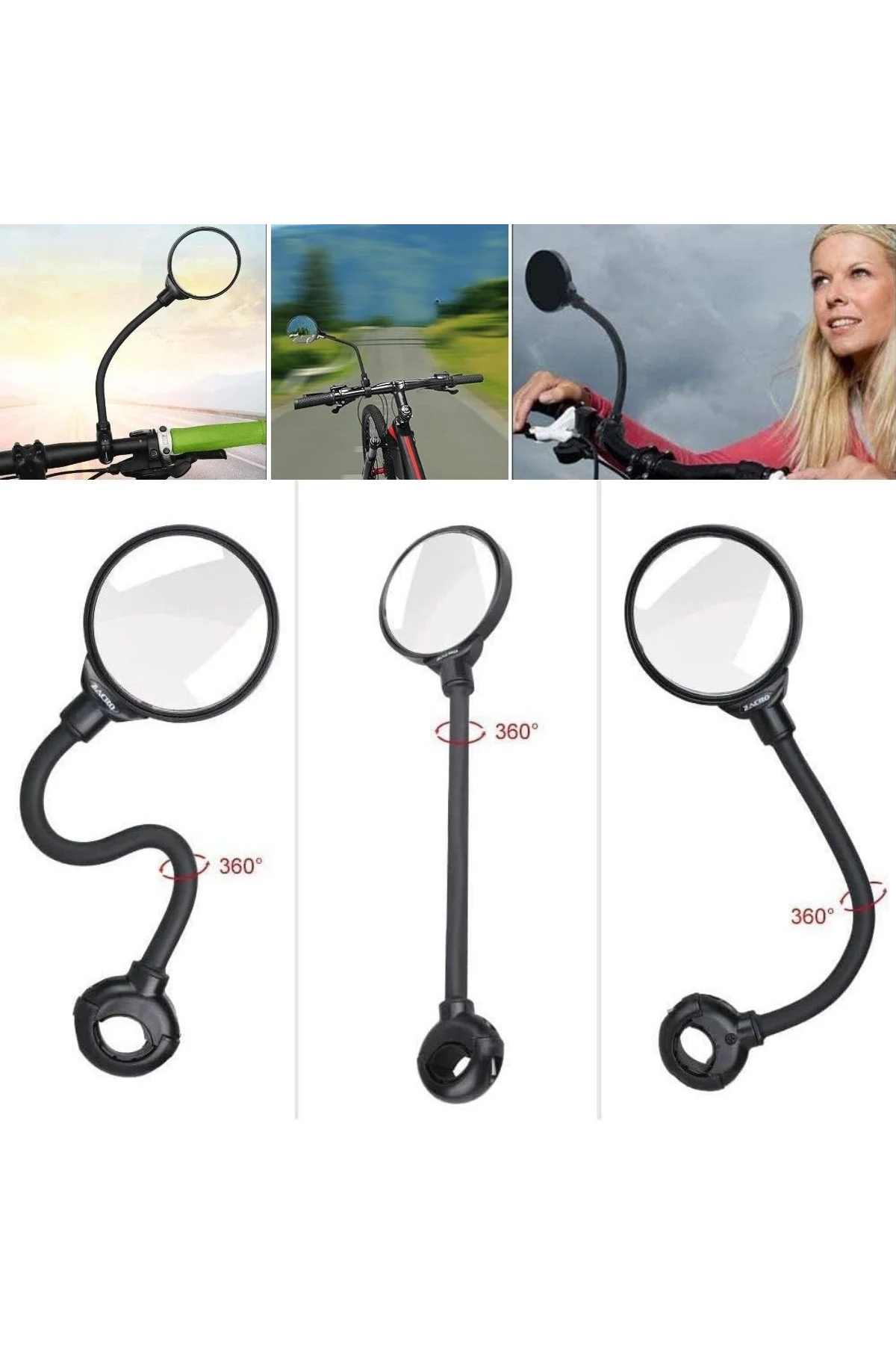 360° Ayarlanabilir Bisiklet Dikiz Aynası – Geniş Açılı Dışbükey Gidon Aynası, Dönebilen Güvenli Sürü - Just Cheap Store Görsel 3