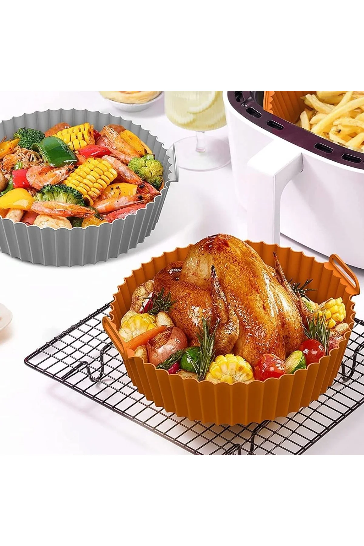 Renkli Isıya Dayanıklı Yıkanılabilir Silikon Fırın Ve Airfryer Yuvarlak Model Pişirme Matı 20 Cm (47 - Just Cheap Store Görsel 5