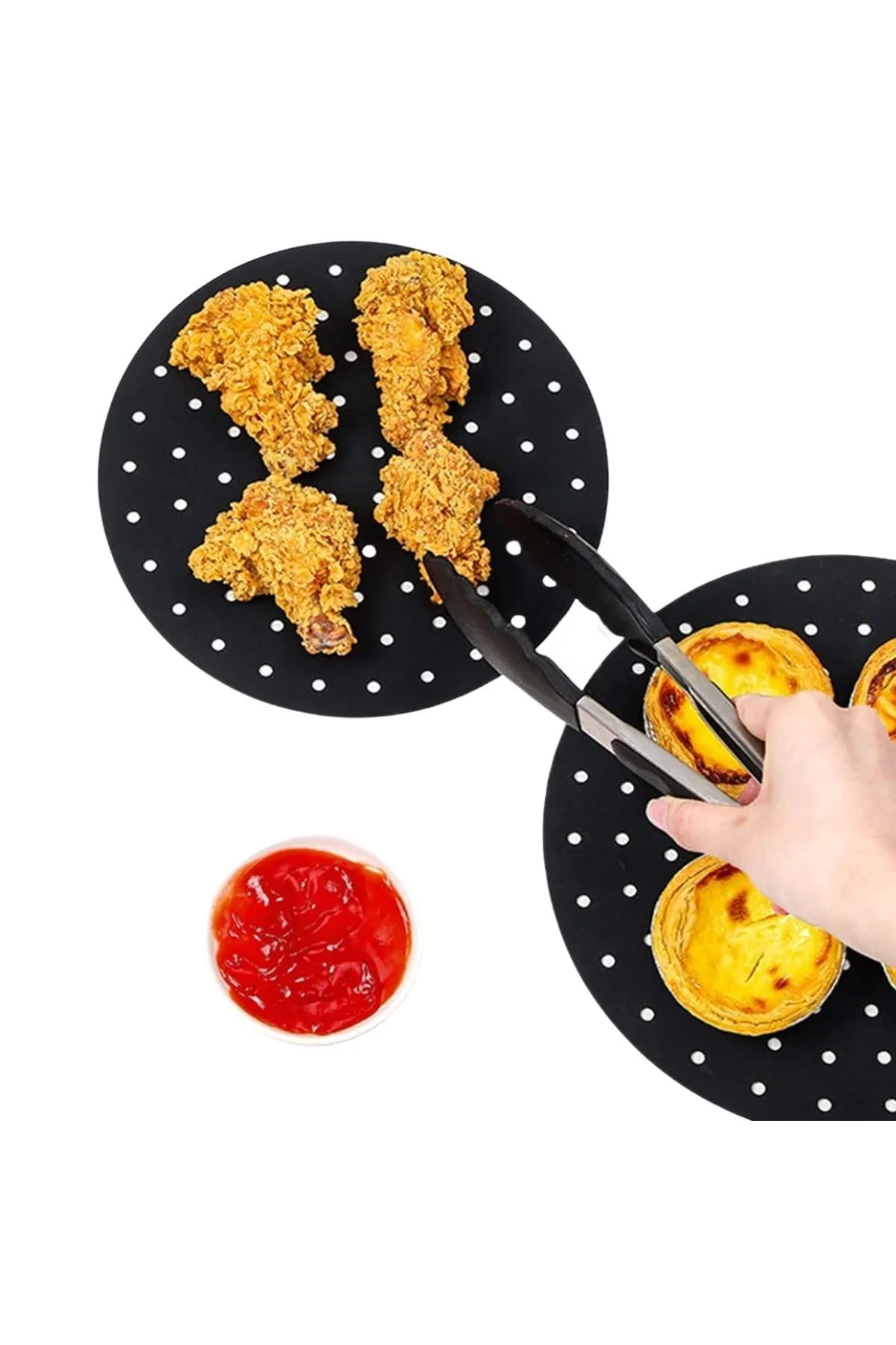 Siyah Isıya Dayanıklı Yıkanılabilir Silikon Fırın Ve Airfryer Yuvarlak Model Pişirme Matı 23 Cm (474 - Just Cheap Store Görsel 5