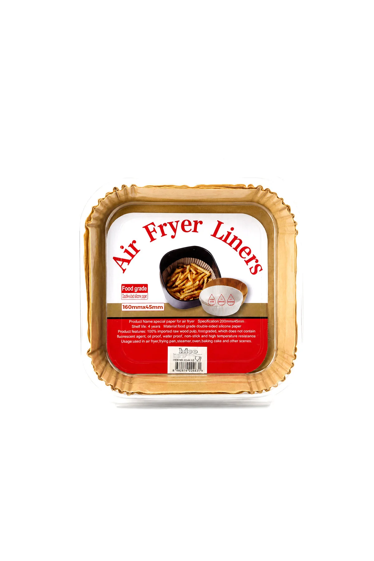 50PCS KARE TABAN: 16CM - KENAR: 4.5CM AİR FRYER PİŞİRME KALIP KAĞIT (4741)