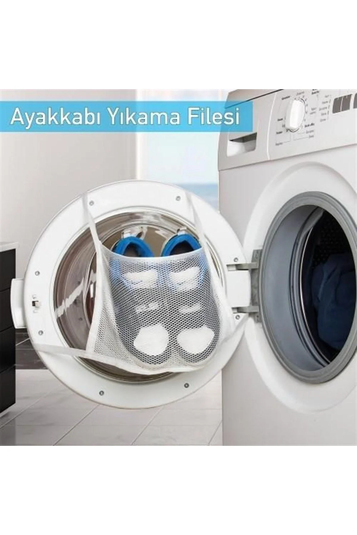 Pratik Çamaşır Makinesi Kapağa Bağlamalı Ayakkabı Yıkama Filesi (4741)