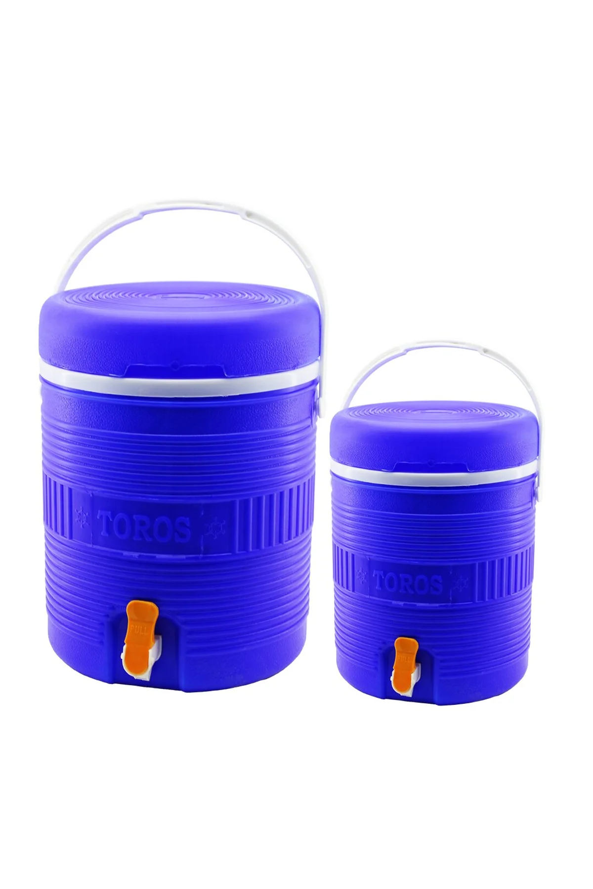 TOROS 2Lİ SET=14+6LT YUVARLAK TERMOS MAVİ PLASTİK MUSLUKLU - TAŞIMA KULPLU BRKT-501575 (4741)