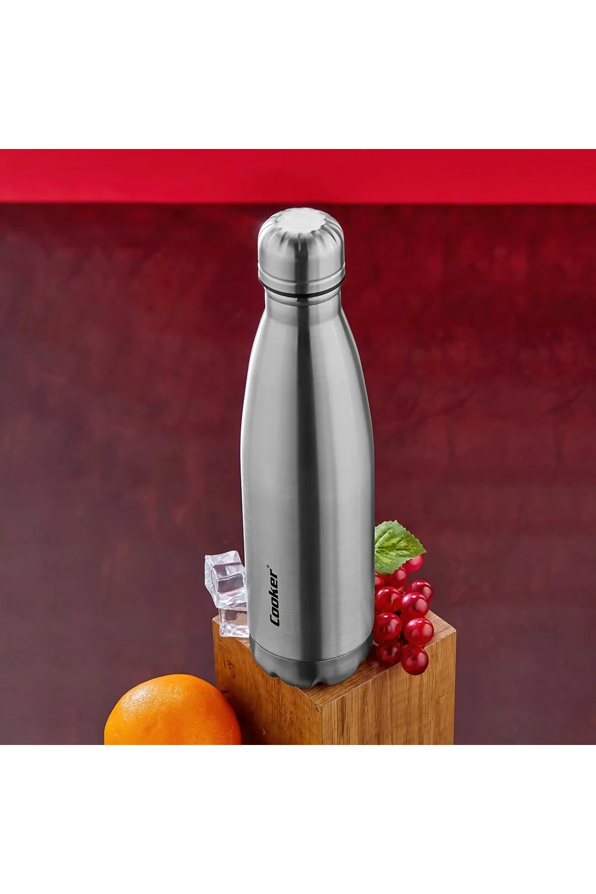 500ML KROM ŞİŞE TERMOS PASLANMAZ ÇELİK - KAYDIRMAZ TPR TABAN (4741)