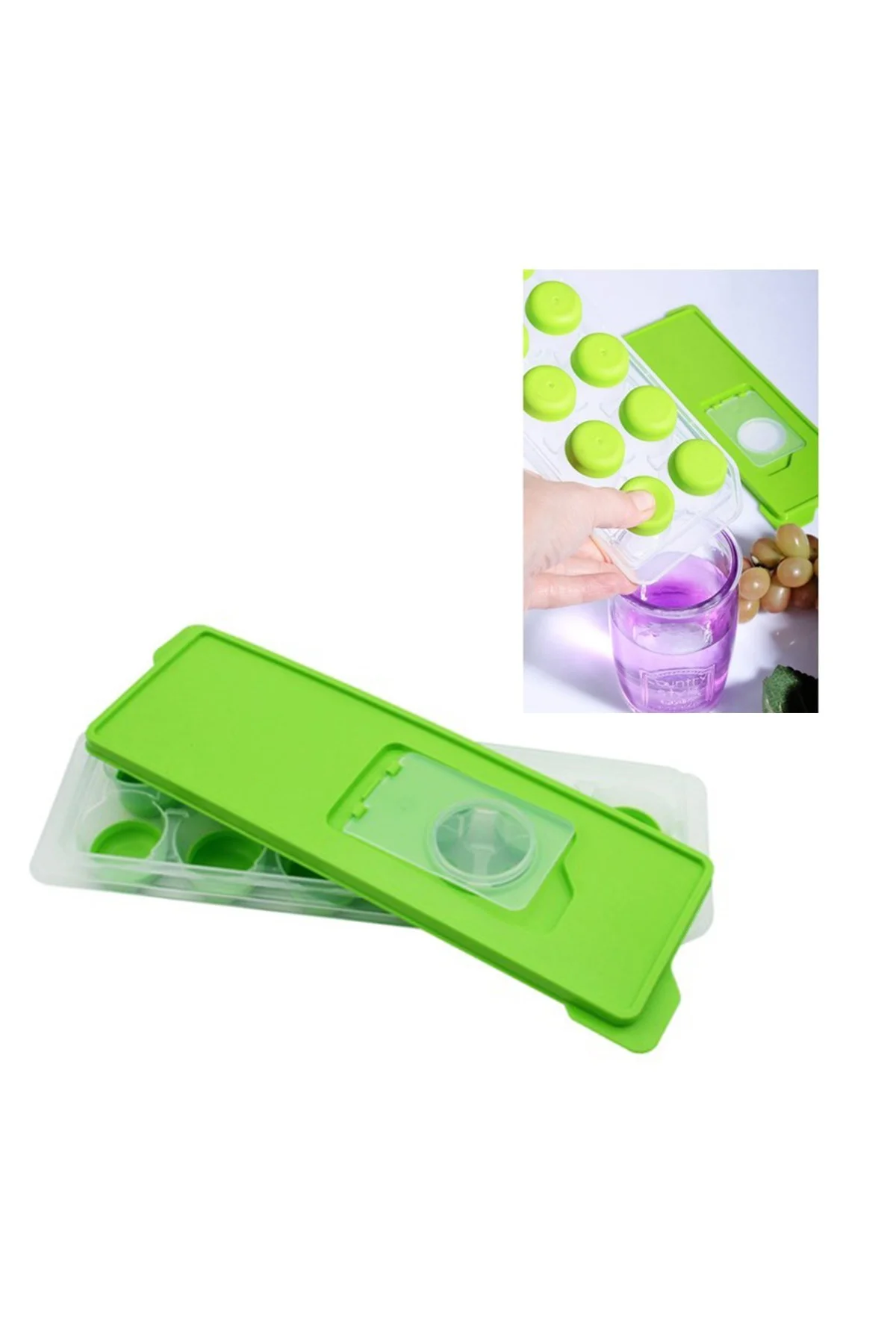 12li Kapaklı Yapışmaz Silikon Tabanlı Plastik Küp Buz Kalıbı (4741) - Just Cheap Store Görsel 5