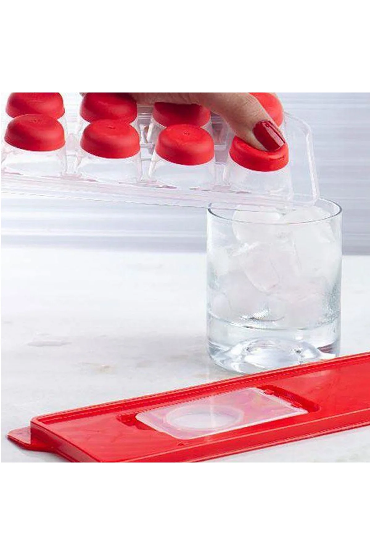 12li Kapaklı Yapışmaz Silikon Tabanlı Plastik Küp Buz Kalıbı (4741) - Just Cheap Store Görsel 4
