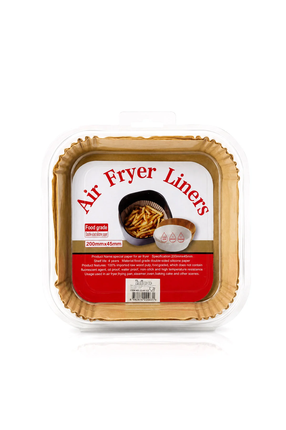 50PCS KARE TABAN: 20CM - KENAR: 4.5CM AİR FRYER PİŞİRME KALIP KAĞIT (4741)