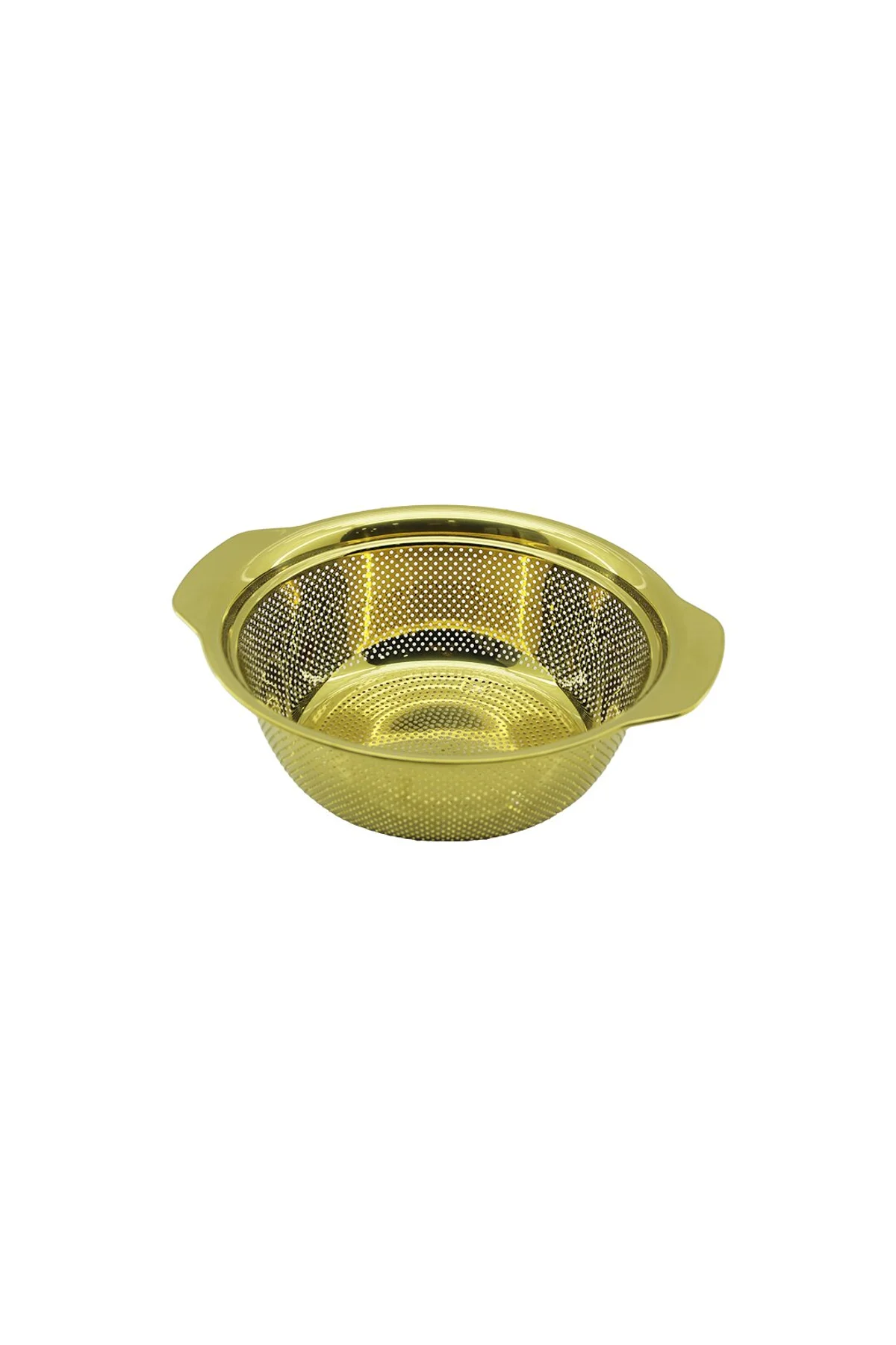 23CM GOLD PASLANMAZ METAL SEPET SÜZGEÇ KENDİNDEN KULPLU (4741)
