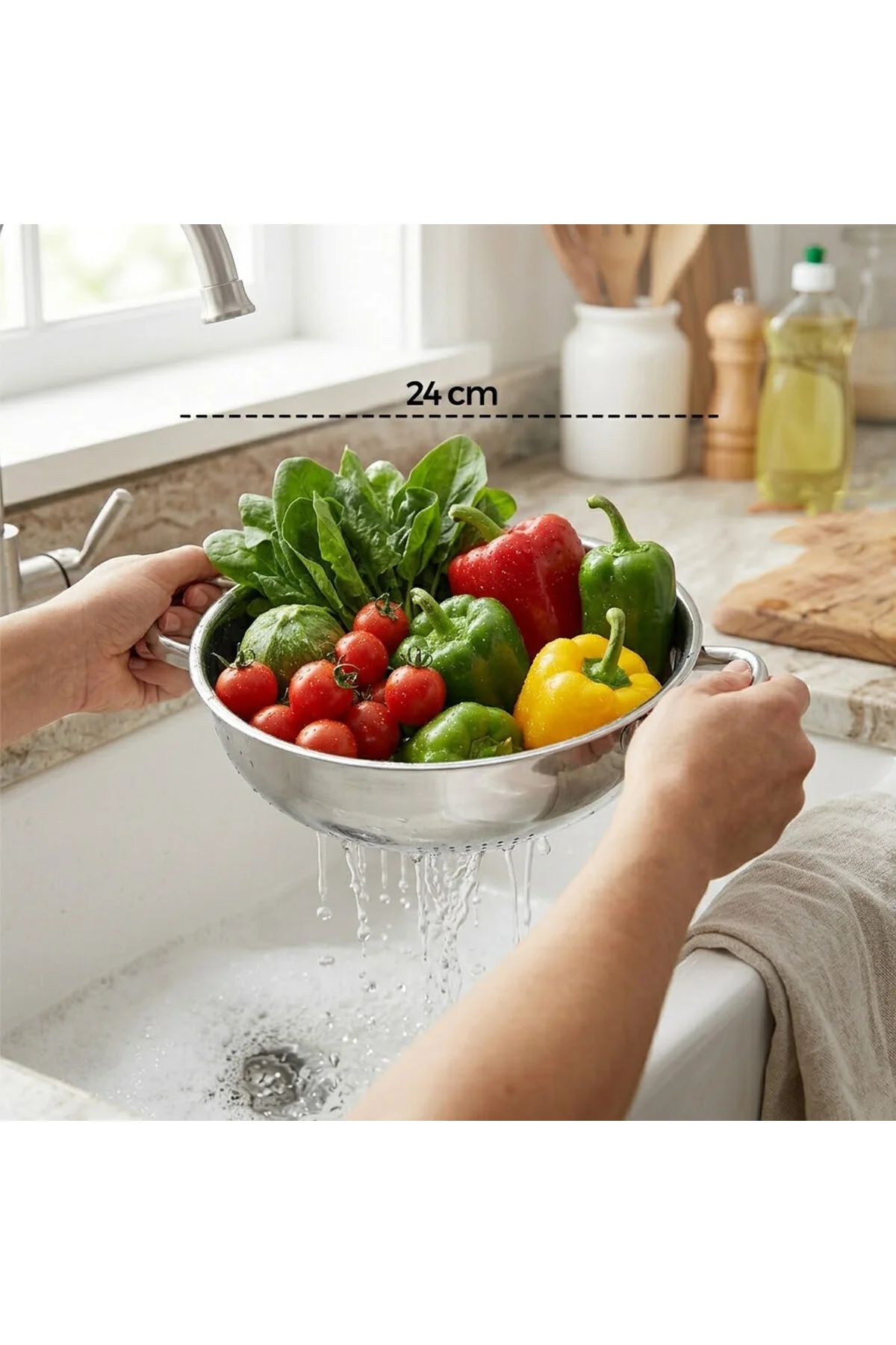 24CM BASIK SÜZEK METAL SÜZGEÇ KULPLU (4741) - Just Cheap Store Görsel 2