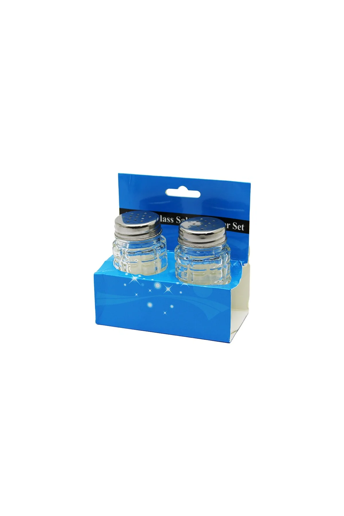 GLASS SALT 2Lİ KABARTMALI METAL KAPAKLI YUVARLAK CAM TUZLUK - BAHARATLIK (4741)