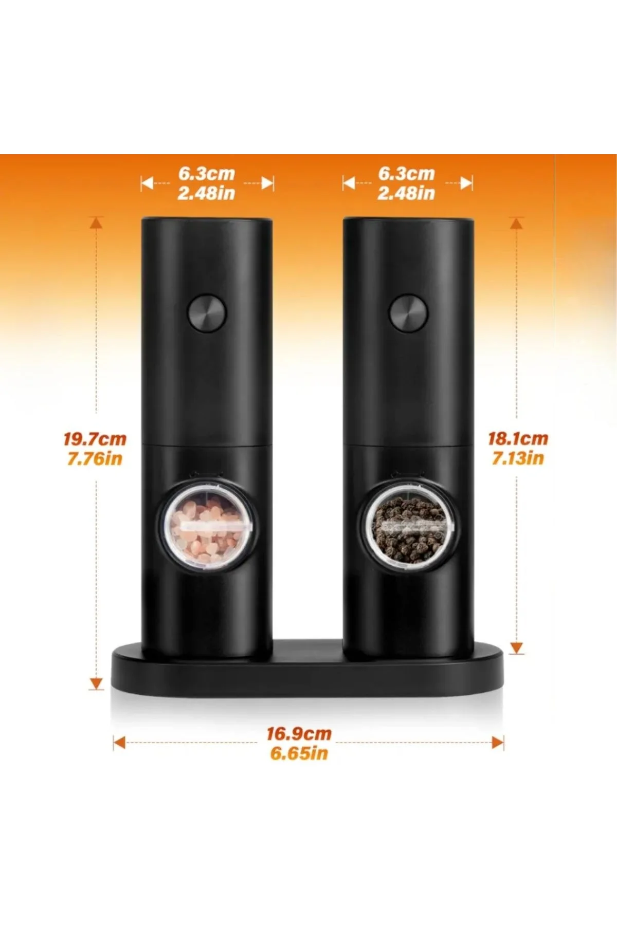Otomatik Pilli Tuz Karabiber Değirmeni Seti 2’li – LED Işıklı, Standlı, Elektrikli Baharat Öğütücü B - Just Cheap Store Görsel 5
