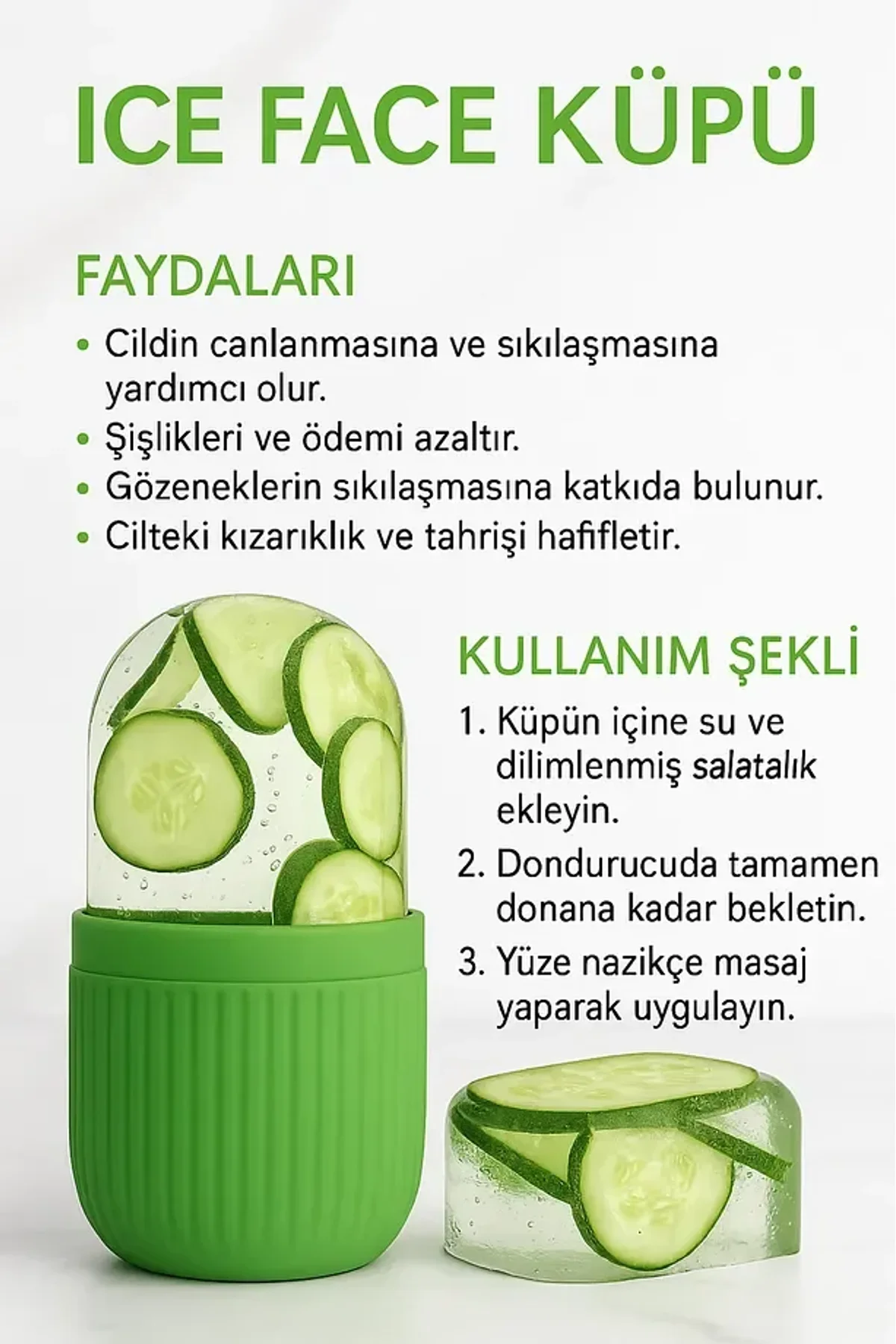 Ice Roller Buz Silindiri Terapi Etkili Yüz Masaj Ve Cilt Bakım Aleti (4741) - Just Cheap Store Görsel 3