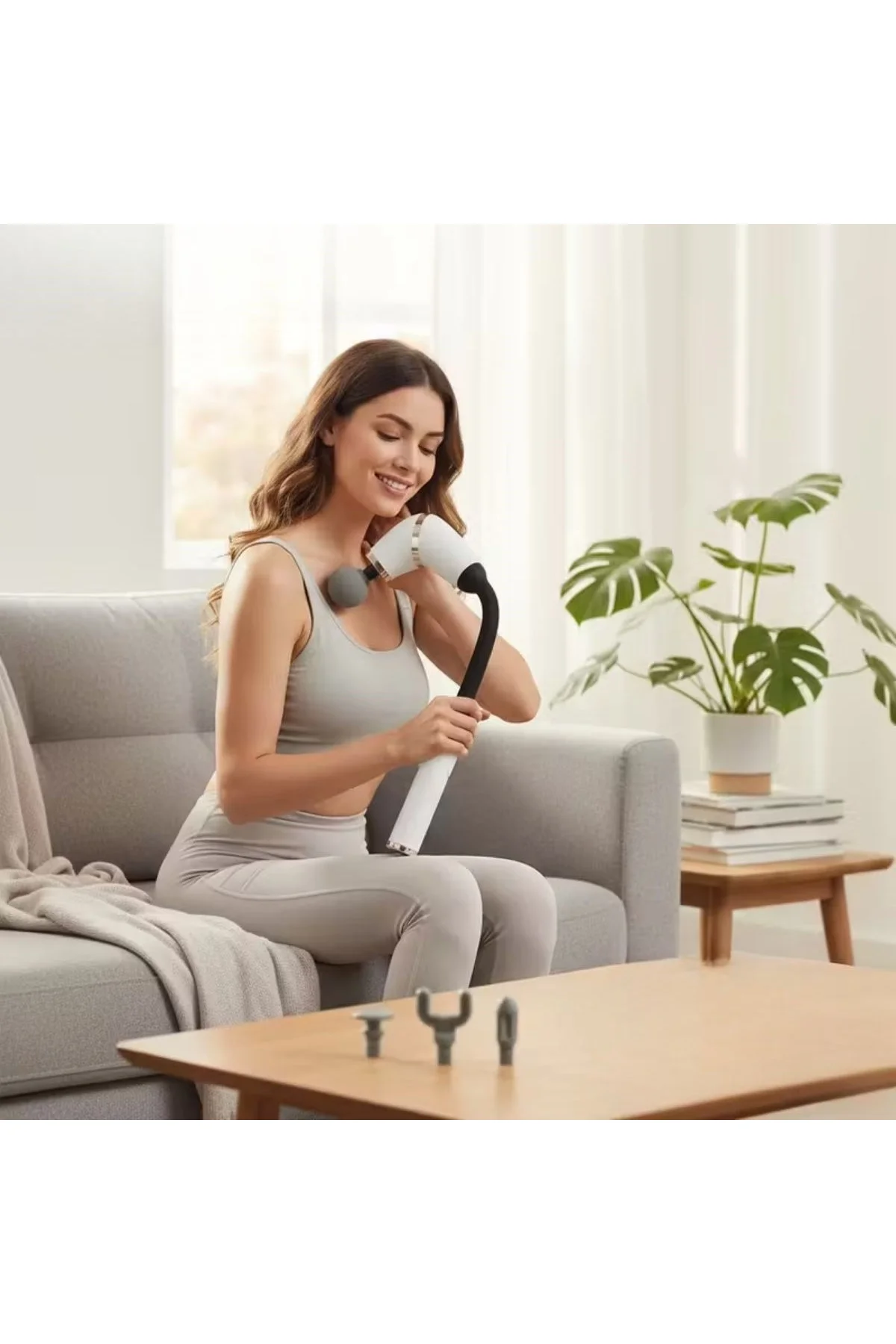 4 Farklı Başlıklı Uzun Saplı Derin Doku Masaj Tabancası, Boyun, Omuz ve Sırt için Ergonomik Saplı Ço - Just Cheap Store Görsel 2