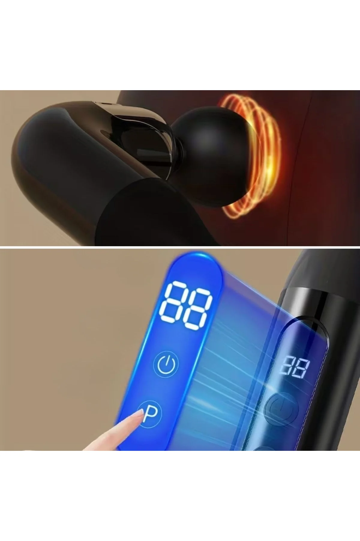 4 Farklı Başlıklı Uzun Saplı Derin Doku Masaj Tabancası, Boyun, Omuz ve Sırt için Ergonomik Saplı Ço - Just Cheap Store Görsel 5