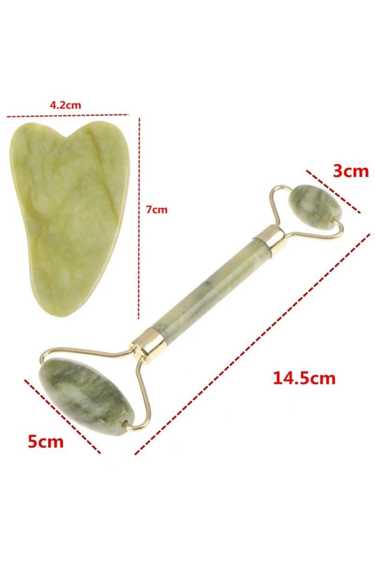 Çift Taraflı 2li Cilt Yüz Masaj Aleti Jade Roller Yeşim Taşı Seti (4741) - Just Cheap Store Görsel 4