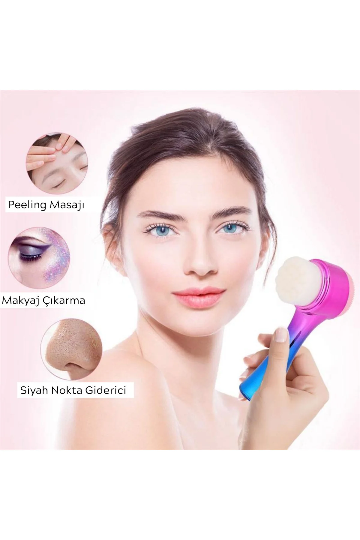 Çift İşlevli Renkli Cilt Yüz Temizleme Fırçası Peeling Masaj Etkili Gözenek Temizleyici Alet (4741) - Just Cheap Store Görsel 2